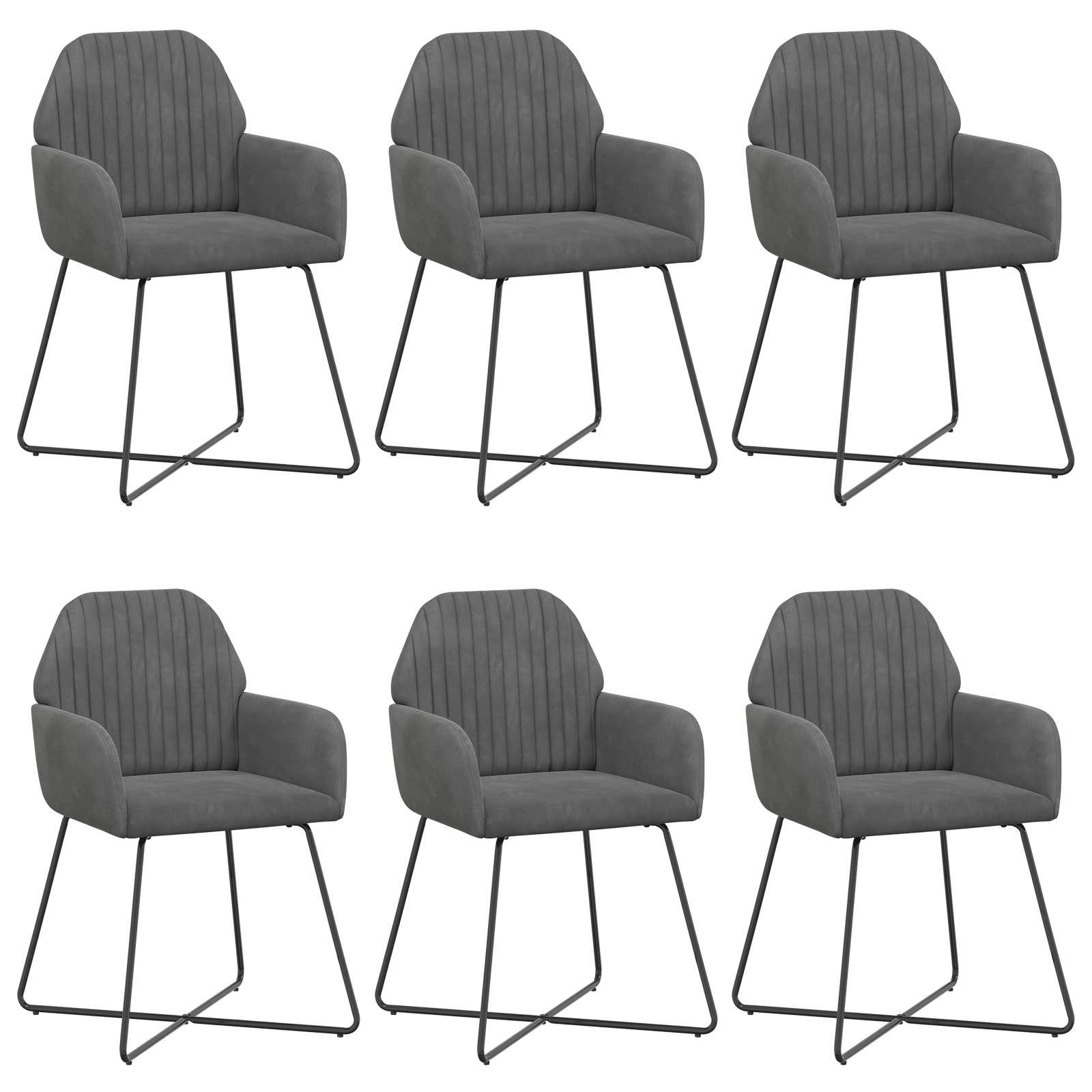 Valgomojo kėdės 6 pcs Aksomas Tamsiai pilka 55 x 50 x 84 cm
