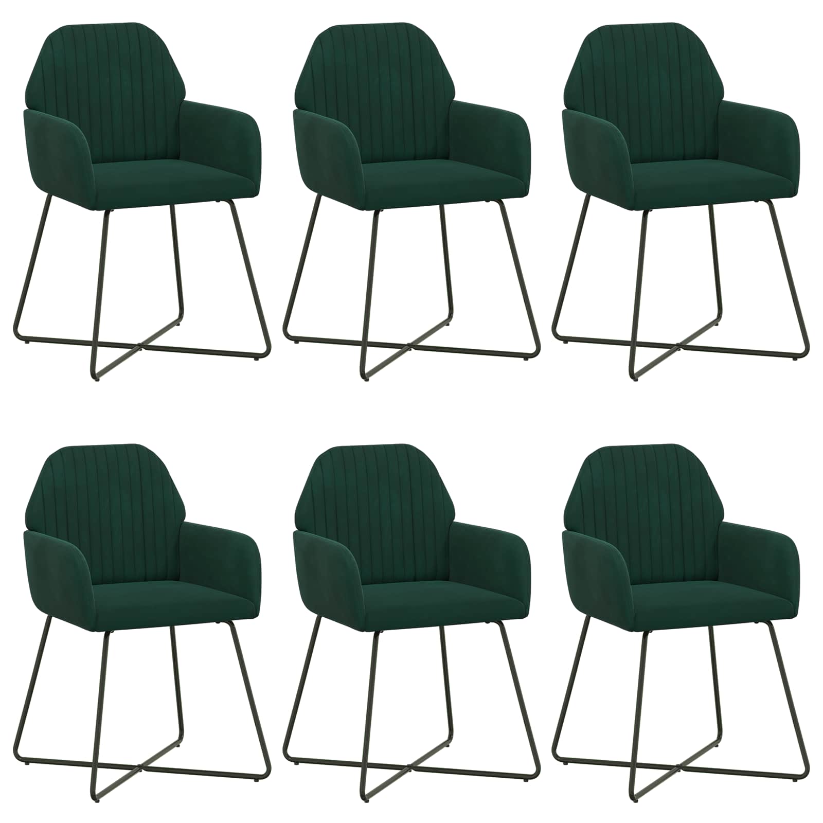 Valgomojo kėdės 6 pcs Aksomas Tamsiai žalia 55 x 50 x 84 cm