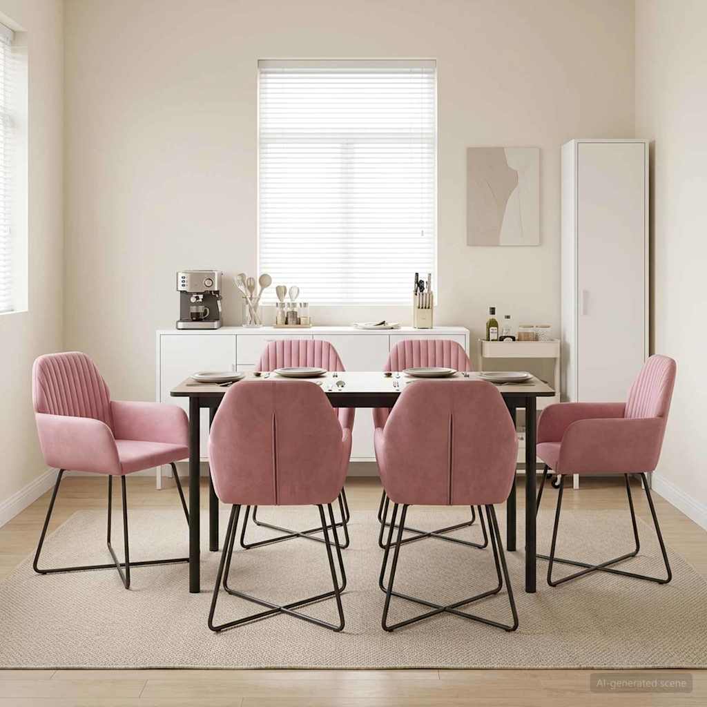 Valgomojo kėdės 6 pcs Aksomas Rožinė 55 x 50 x 84 cm