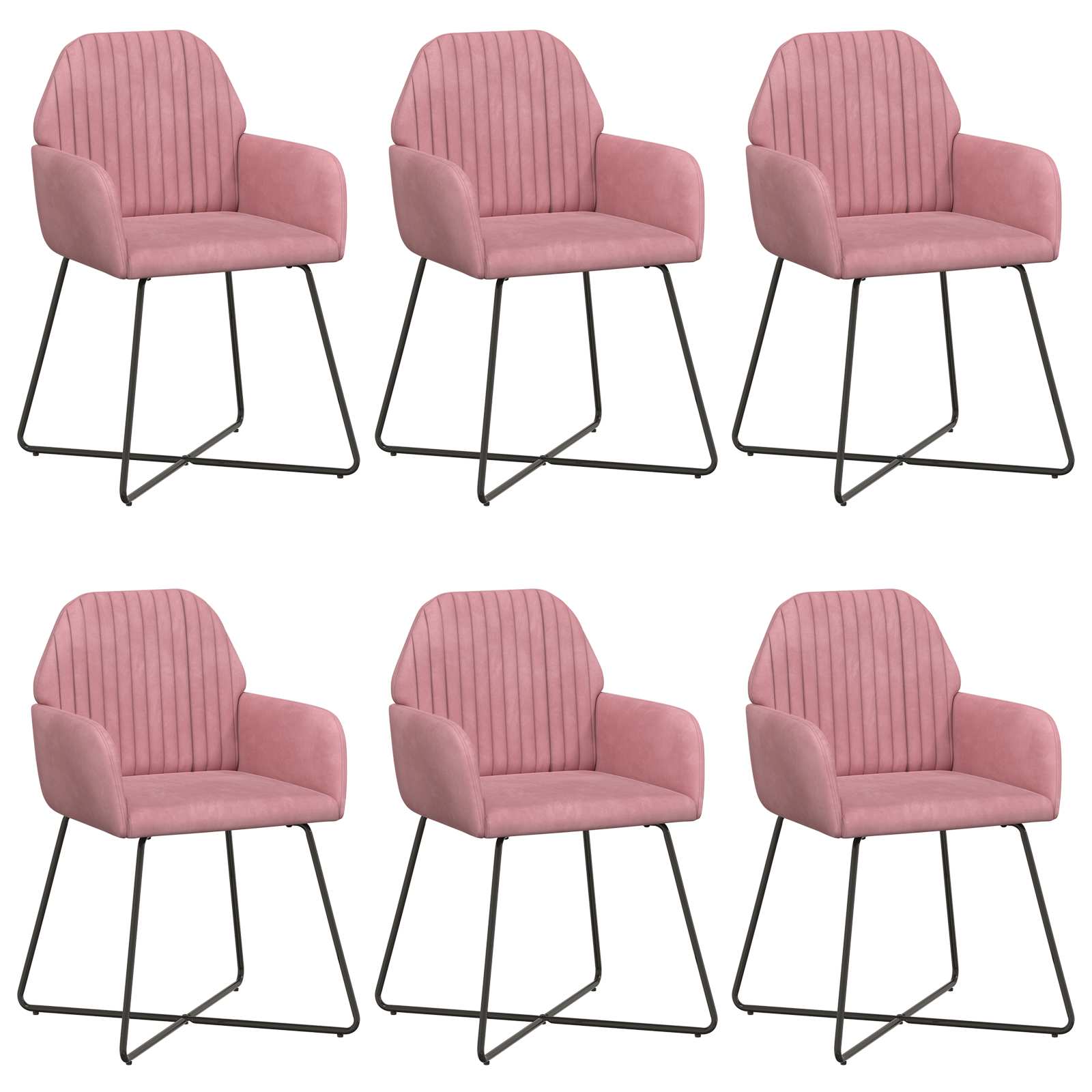 Valgomojo kėdės 6 pcs Aksomas Rožinė 55 x 50 x 84 cm