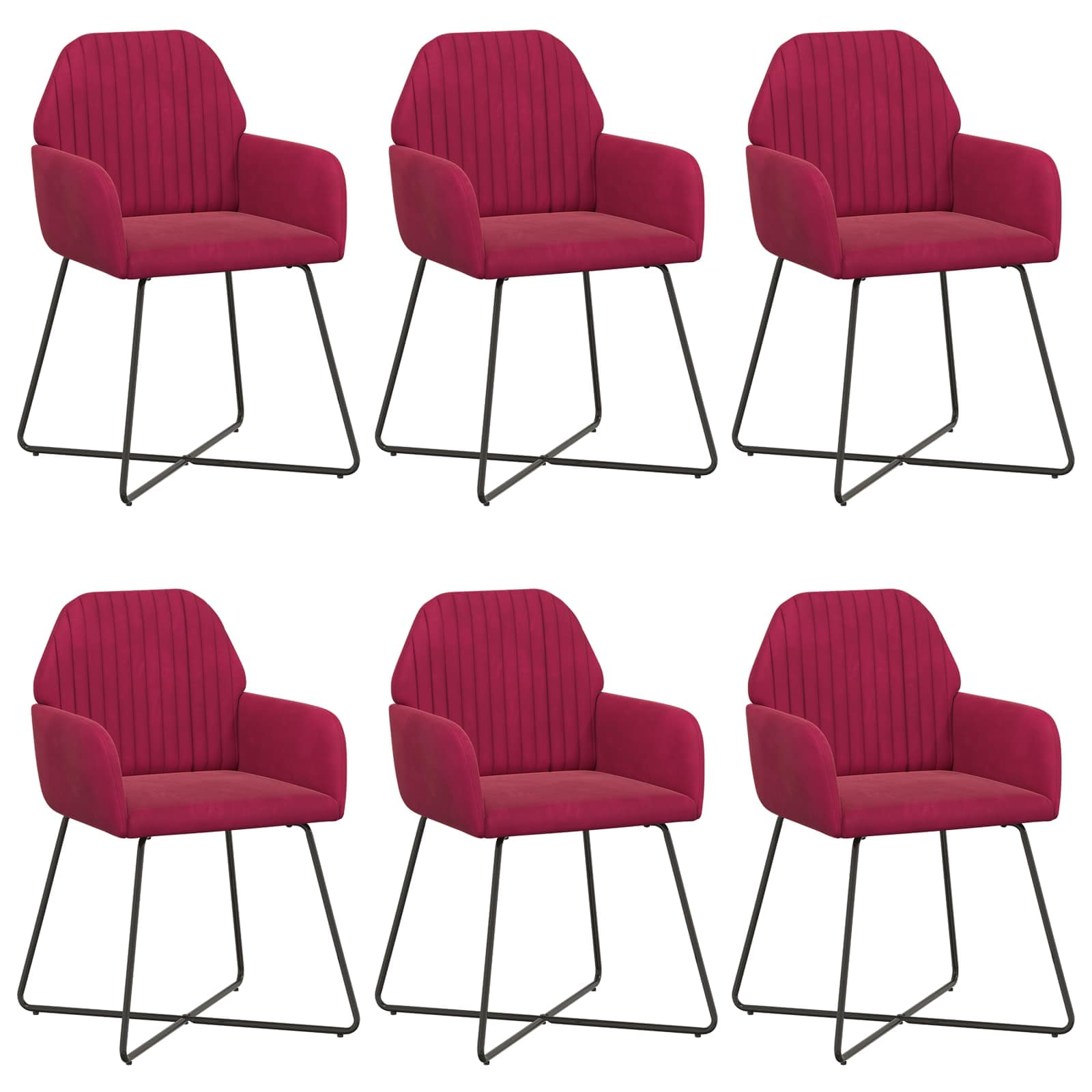 Valgomojo kėdės 6 pcs Aksomas Vyno raudona 55 x 50 x 84 cm