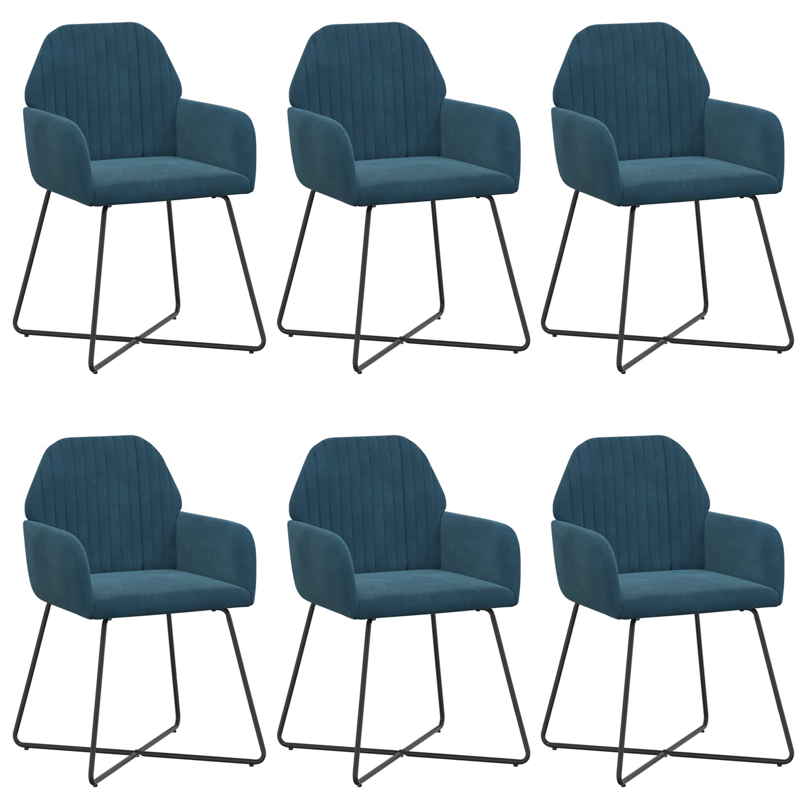 Valgomojo kėdės 6 pcs Aksomas Mėlyna 55 x 50 x 84 cm