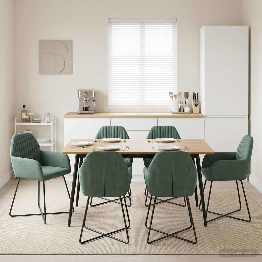 Valgomojo kėdės 6 pcs Aksomas Jūrinė žalia 55 x 50 x 84 cm