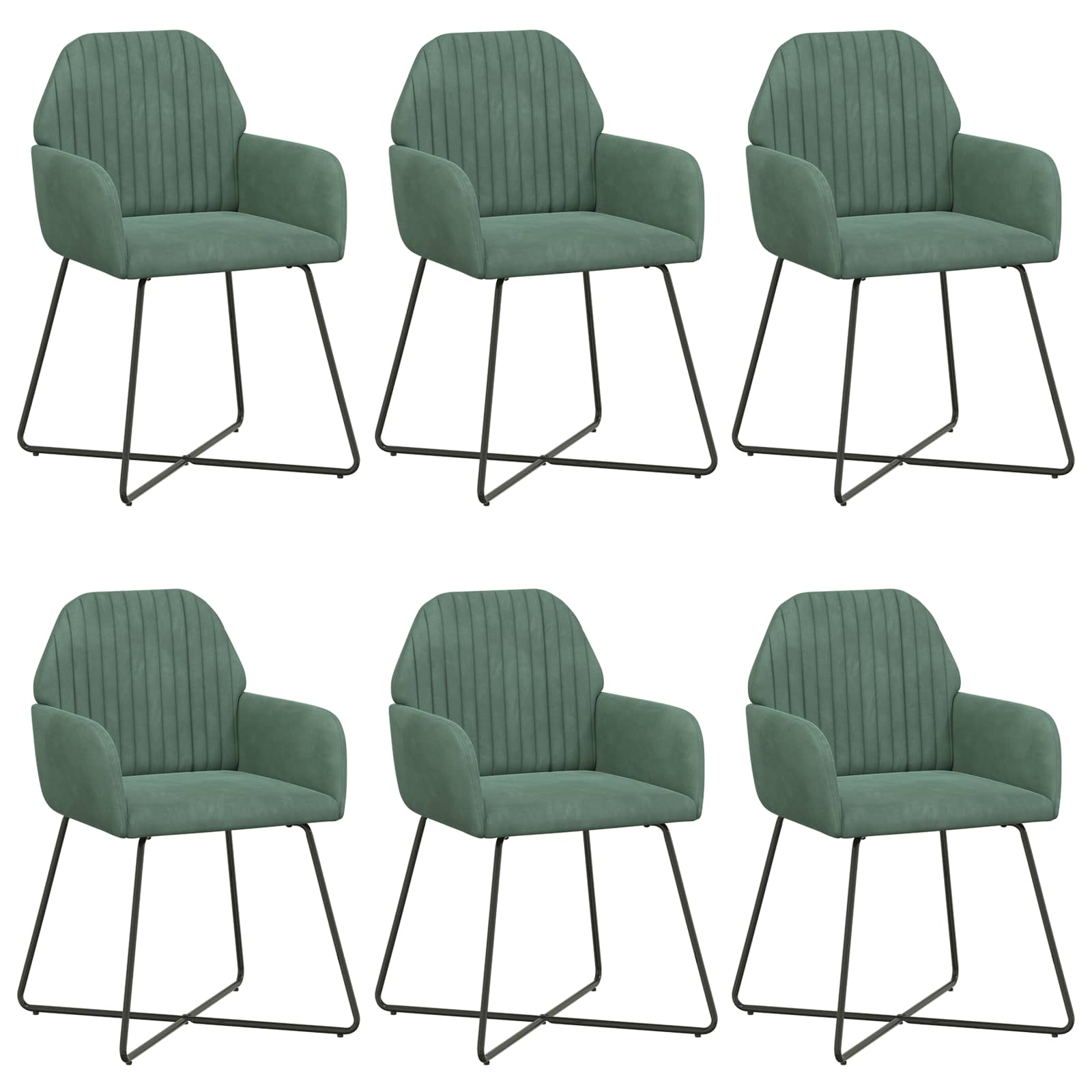 Valgomojo kėdės 6 pcs Aksomas Jūrinė žalia 55 x 50 x 84 cm
