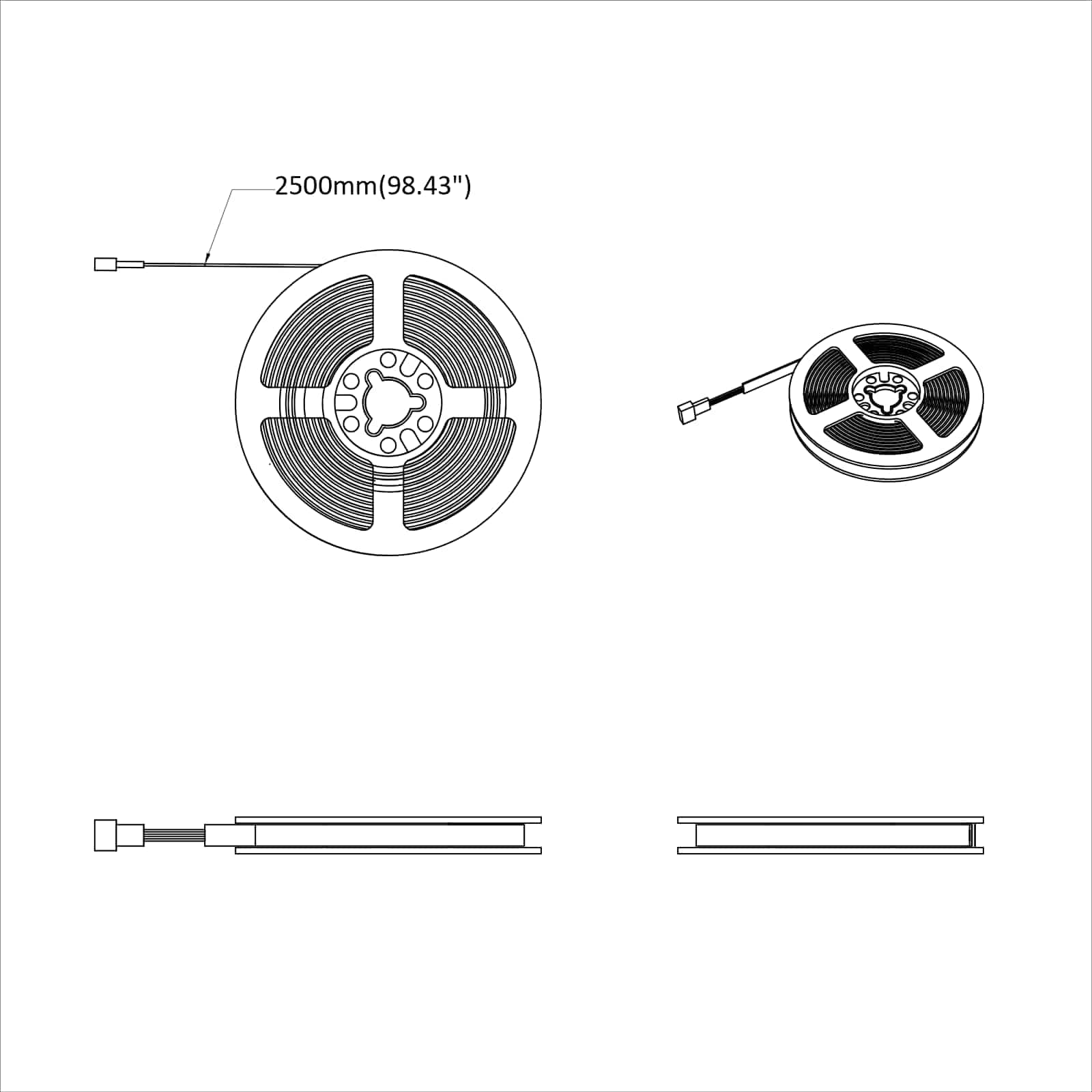 LED juosta 12 pcs Juoda ir permatoma 2500 mm Varis ir plastikas