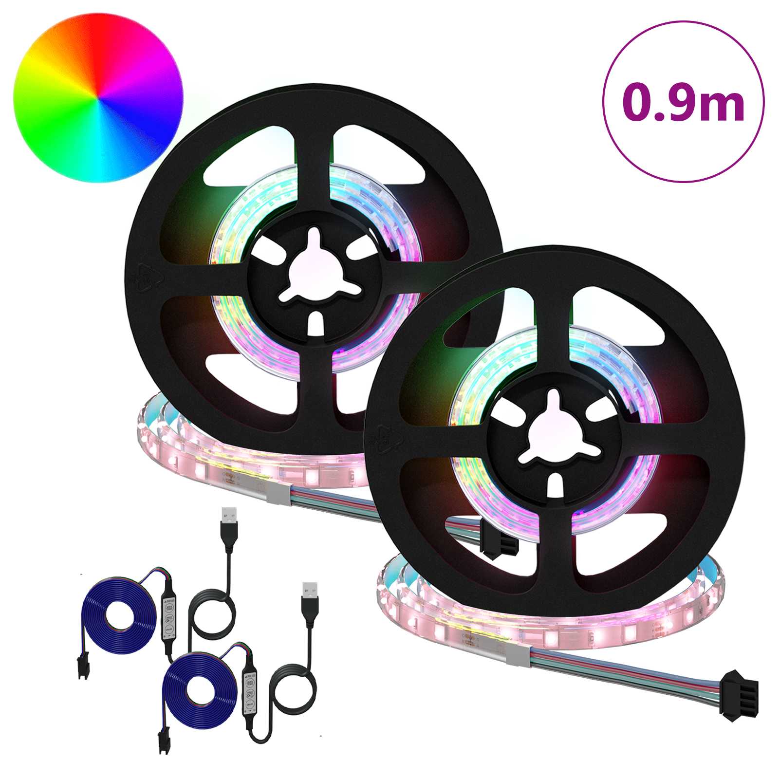 LED juosta 4 pcs Juoda ir permatoma 45 x 0,8 x 0,3 cm
