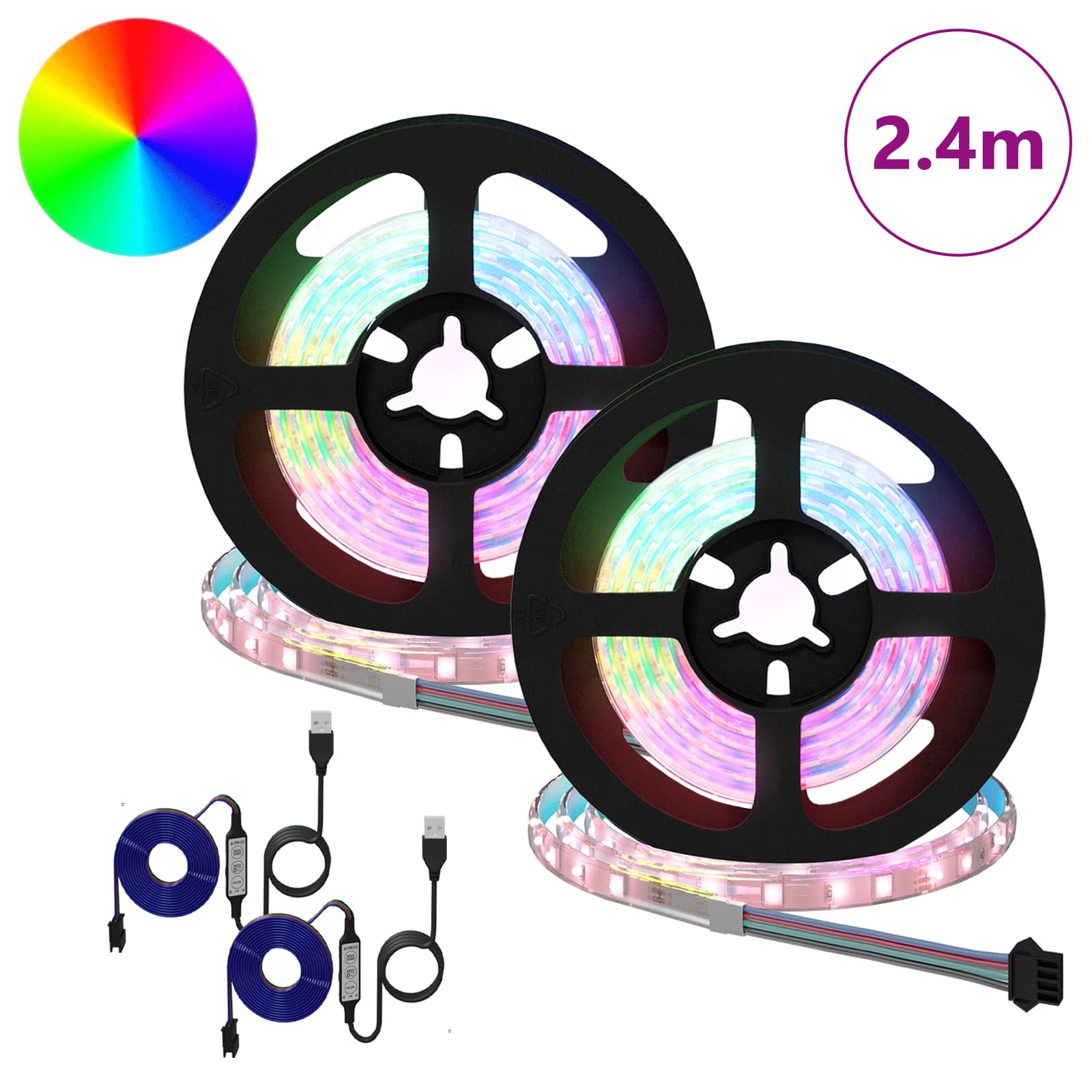 LED strip 4 pcs Black and transparent 120 x 0.8 x 0.3 cm