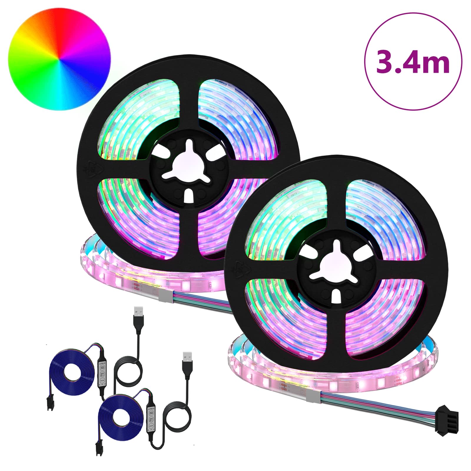 LED strip 4 pcs Black and transparent 170 x 0.8 x 0.3 cm