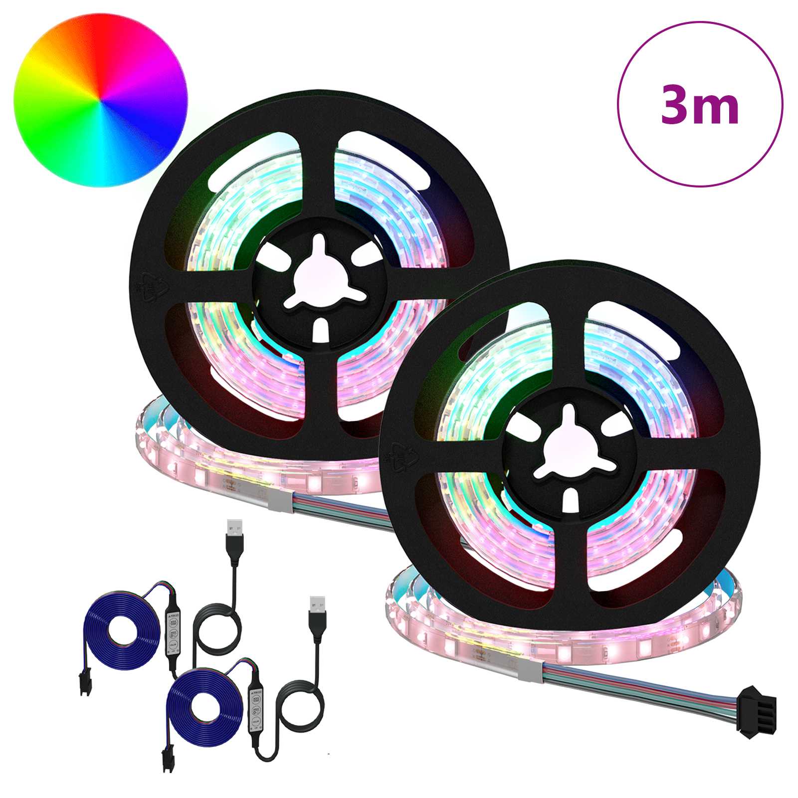 LED Strip 4 pcs Black and transparent 75 x 0.8 x 0.3 cm