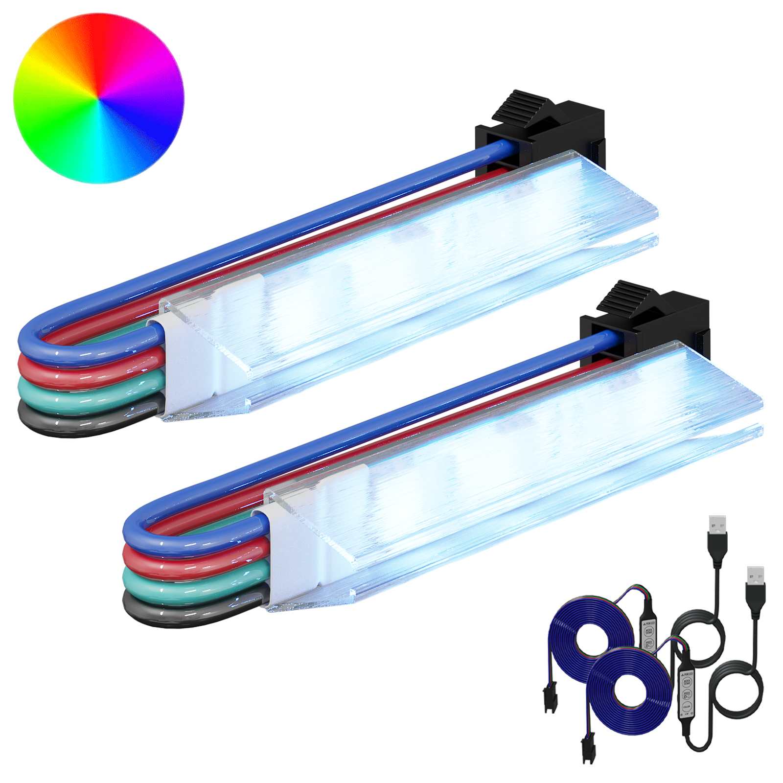LED juosta 2 pcs Juoda ir Balta 1745 mm Varis ir plastikas