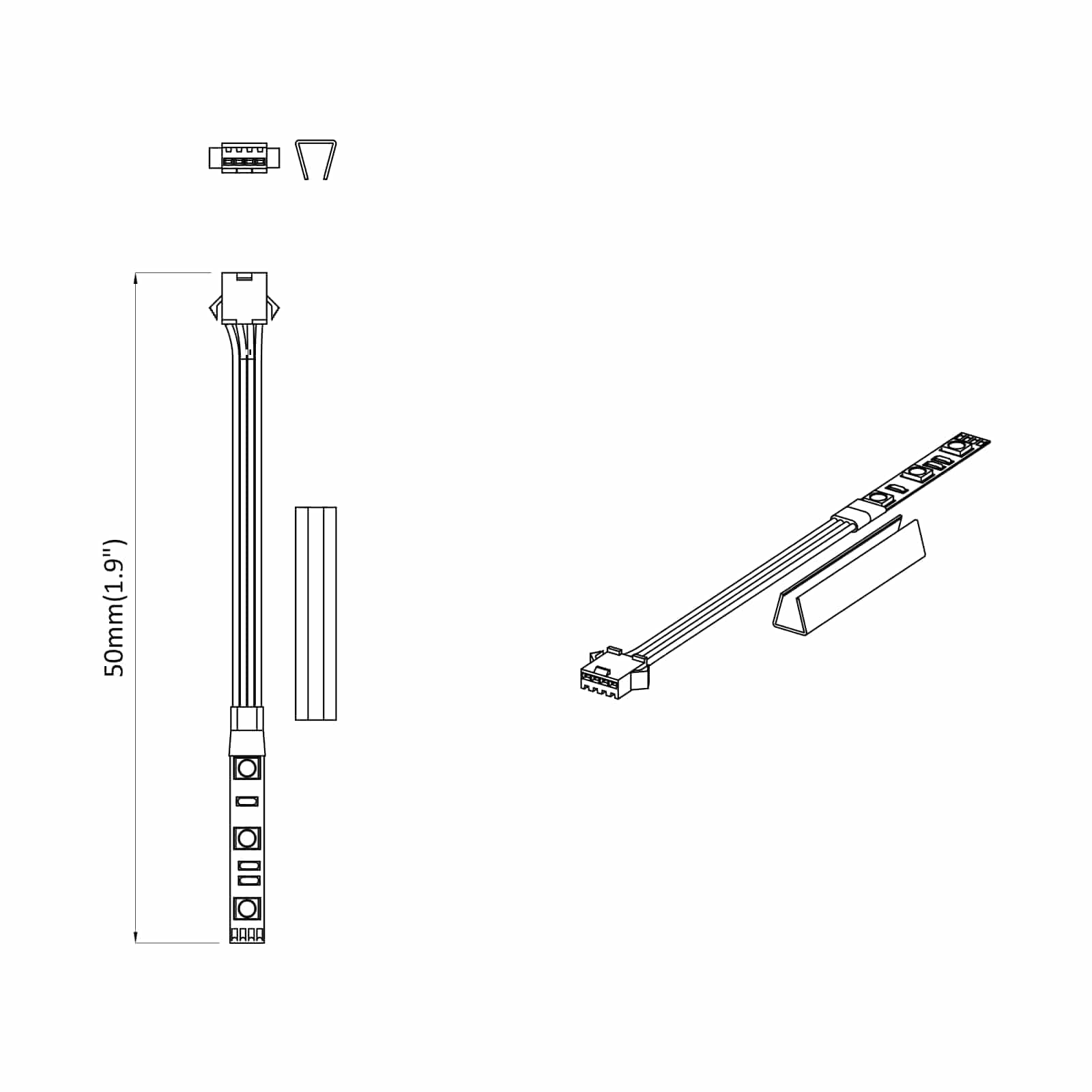 LED juosta 2 pcs Juoda ir Balta 1745 mm Varis ir plastikas