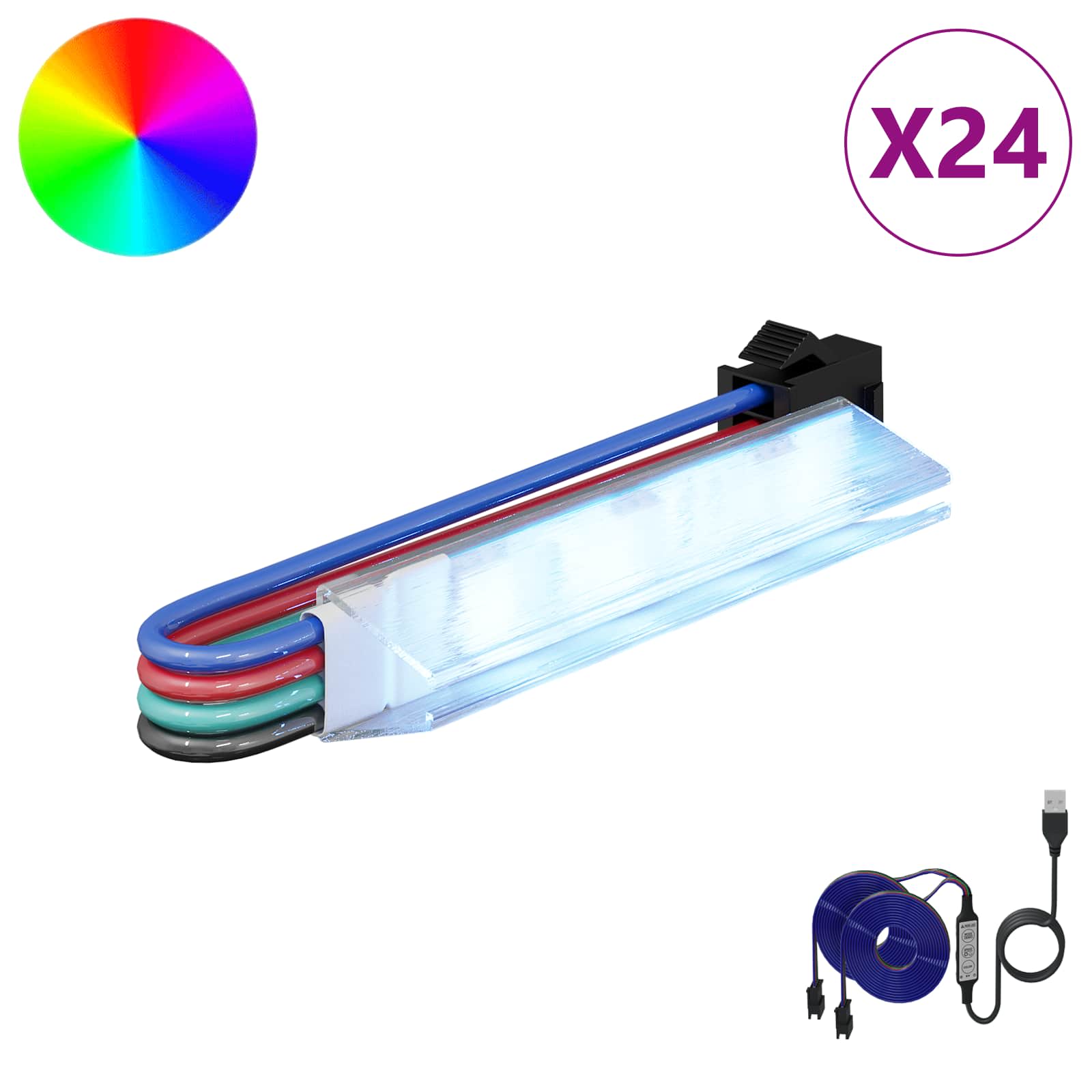 LED juosta 12 pcs Juoda ir daugiaspalvė 1745 mm