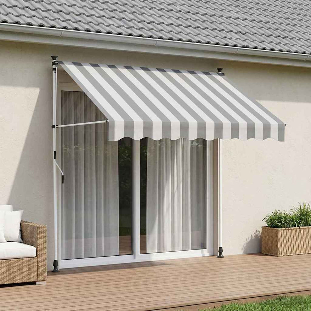 Rankinė sulankstoma markizė Antracito ir baltos 100 cm