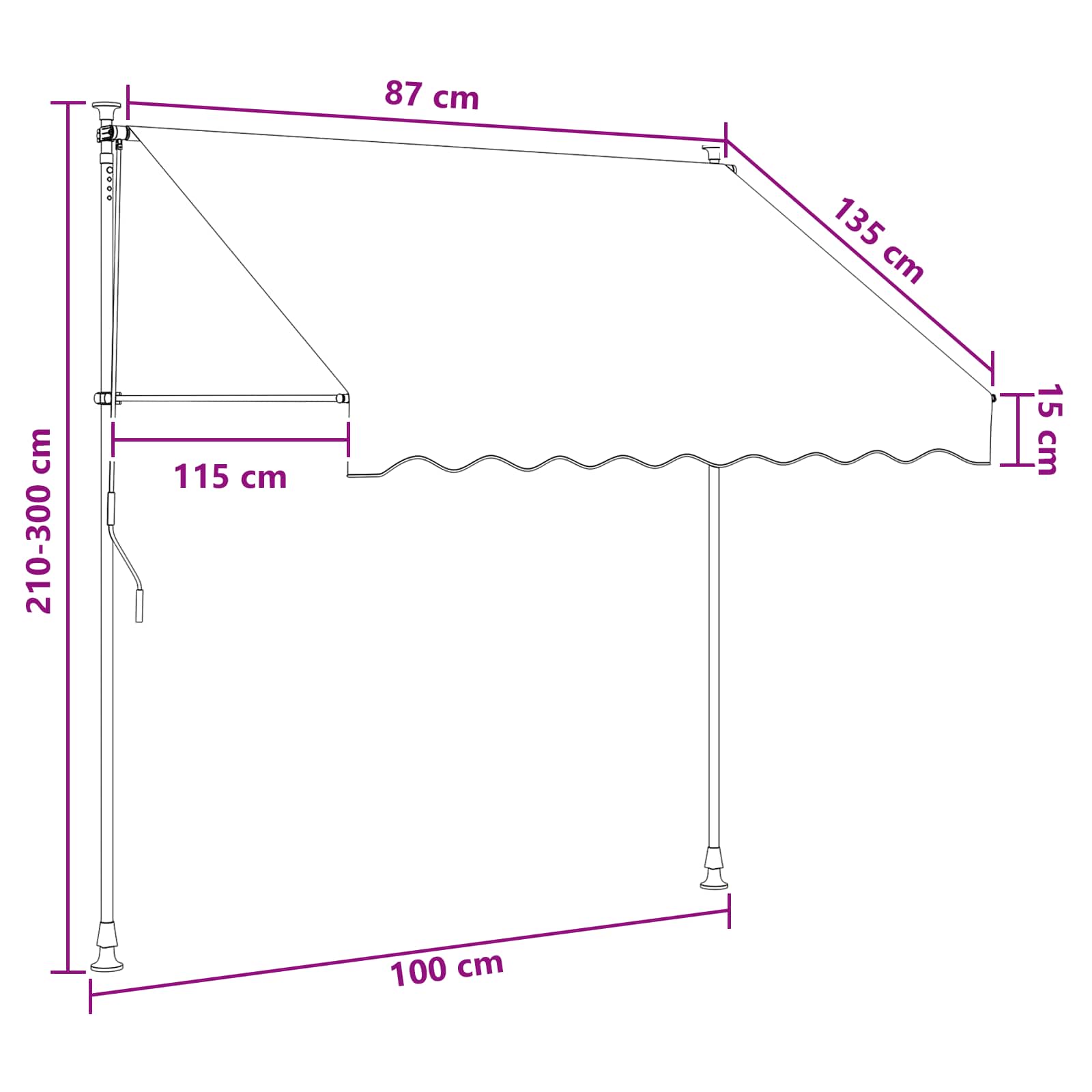Rankinė sulankstoma markizė Antracito ir baltos 100 cm