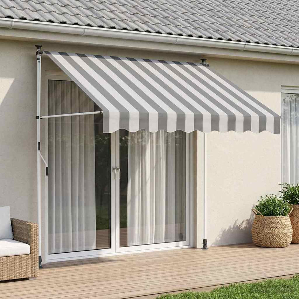 Rankinė sulankstoma markizė Antracito ir baltos 300 cm