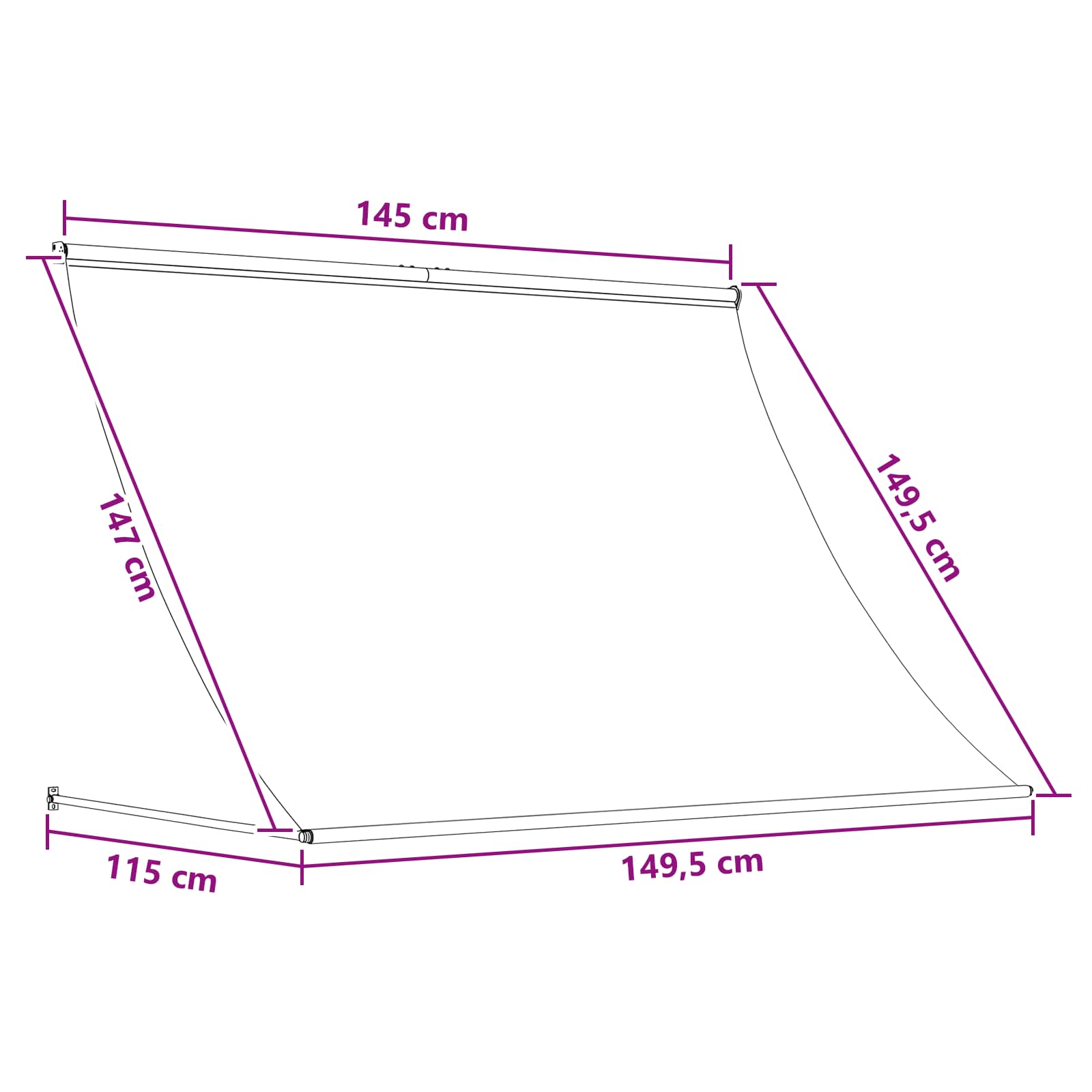 Pavėsinė Ruda 150 x 150 cm 180 g / m² poliesteris su PU sluoksniu