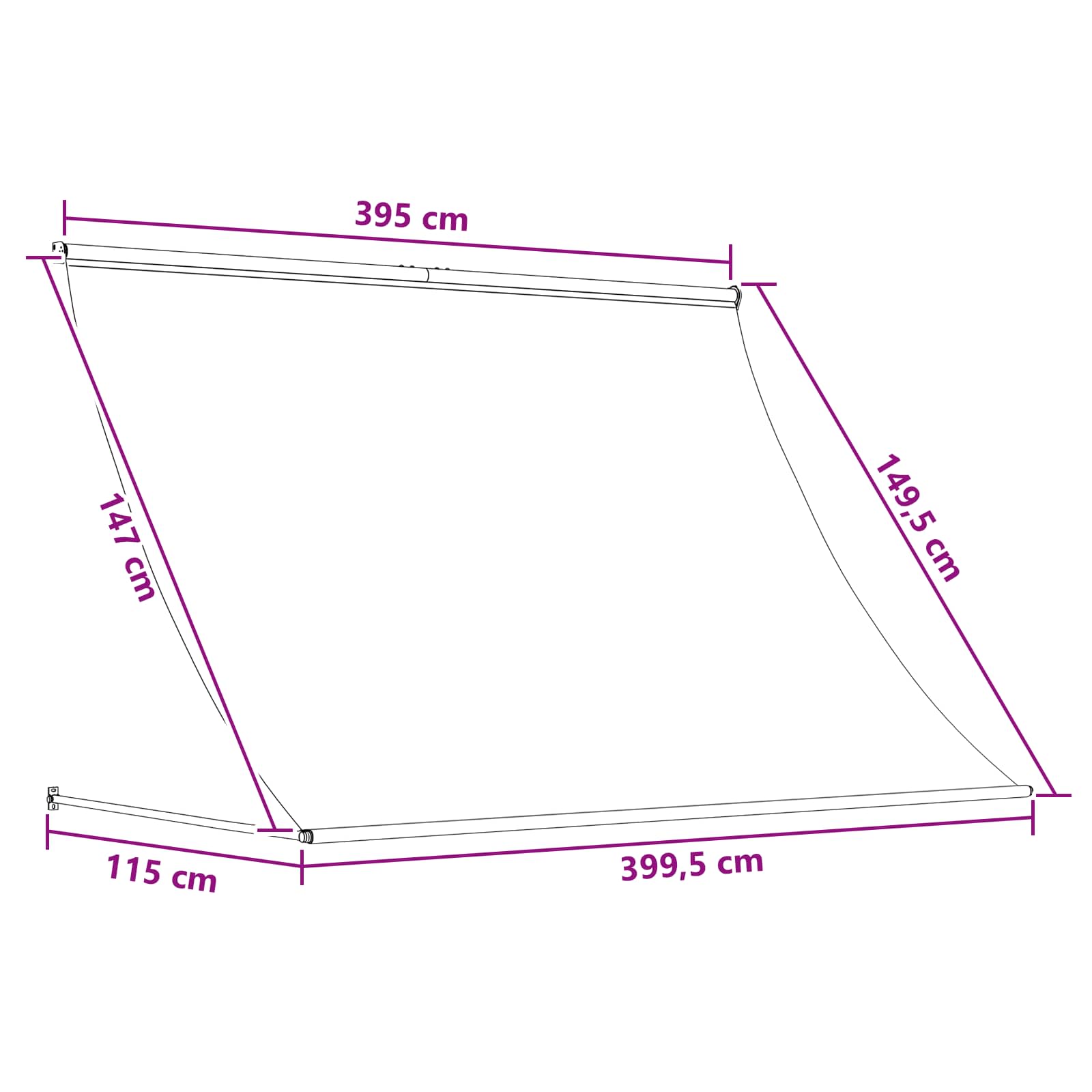 Pavėsinė Ruda 400 x 150 cm 180 g / m² poliesteris su PU sluoksniu