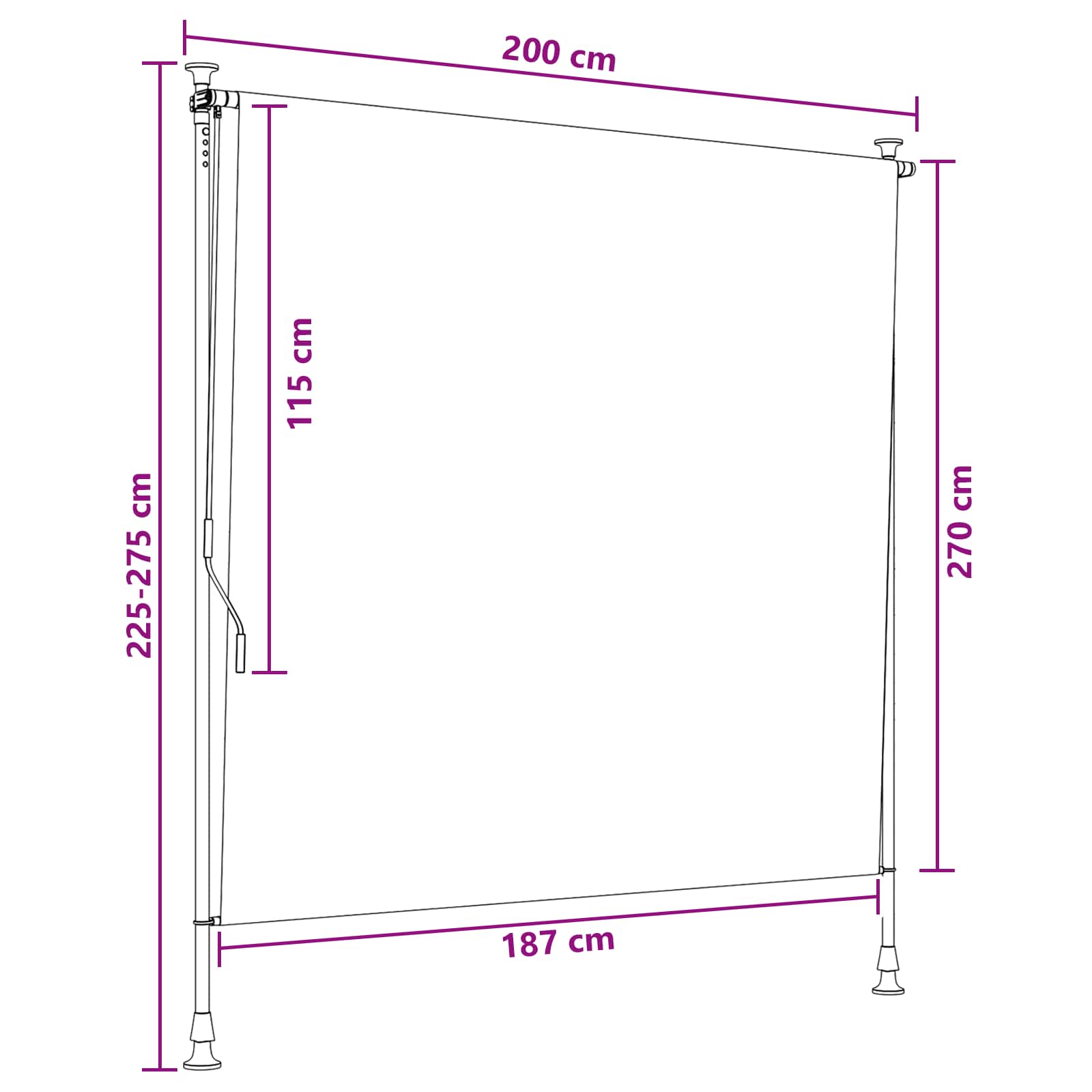 Lauko Ritininė Žaliuzė Juoda 200 x 270 cm