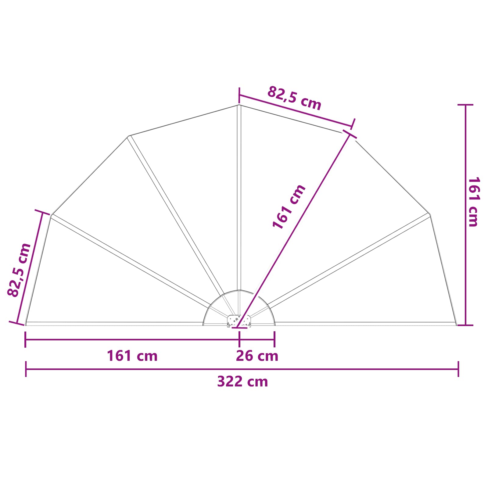 Balkono privatumo ekranas Ø 320 cm Poliesteris Šviesiai pilka