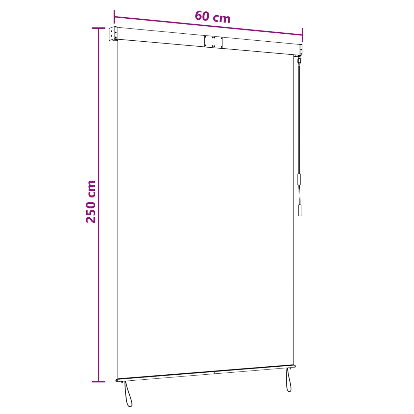 Roletas Juoda 60 x 250 cm Audinys ir aliuminis