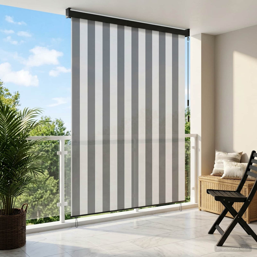 Roletas Antracito ir baltos 80 x 250 cm Audinys ir aliuminis