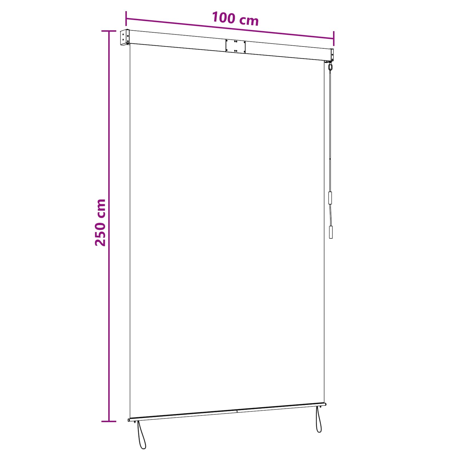 Roletas Juoda 100 x 250 cm Audinys ir aliuminis