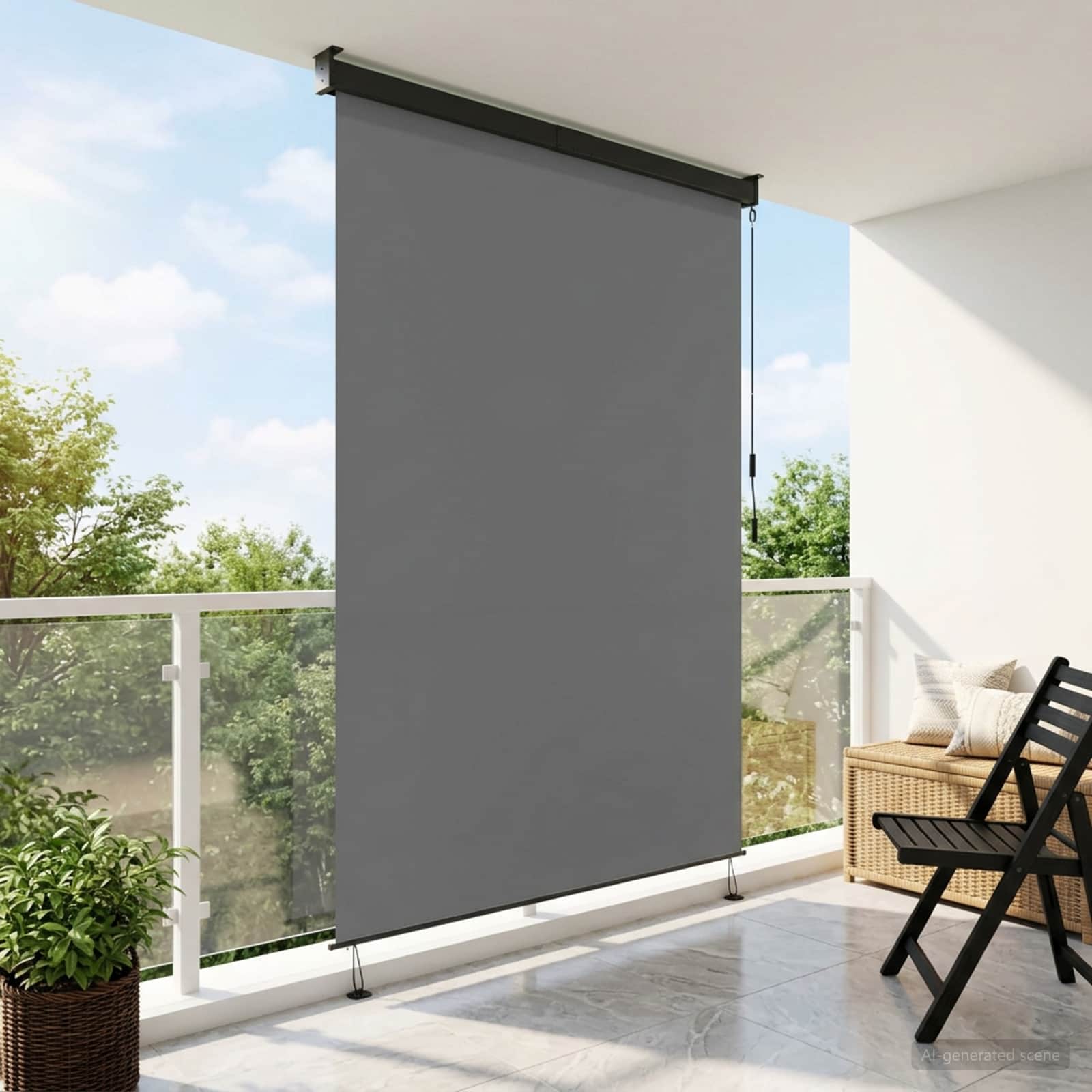Roletas Šviesiai pilka 100 x 250 cm Audinys ir aliuminis