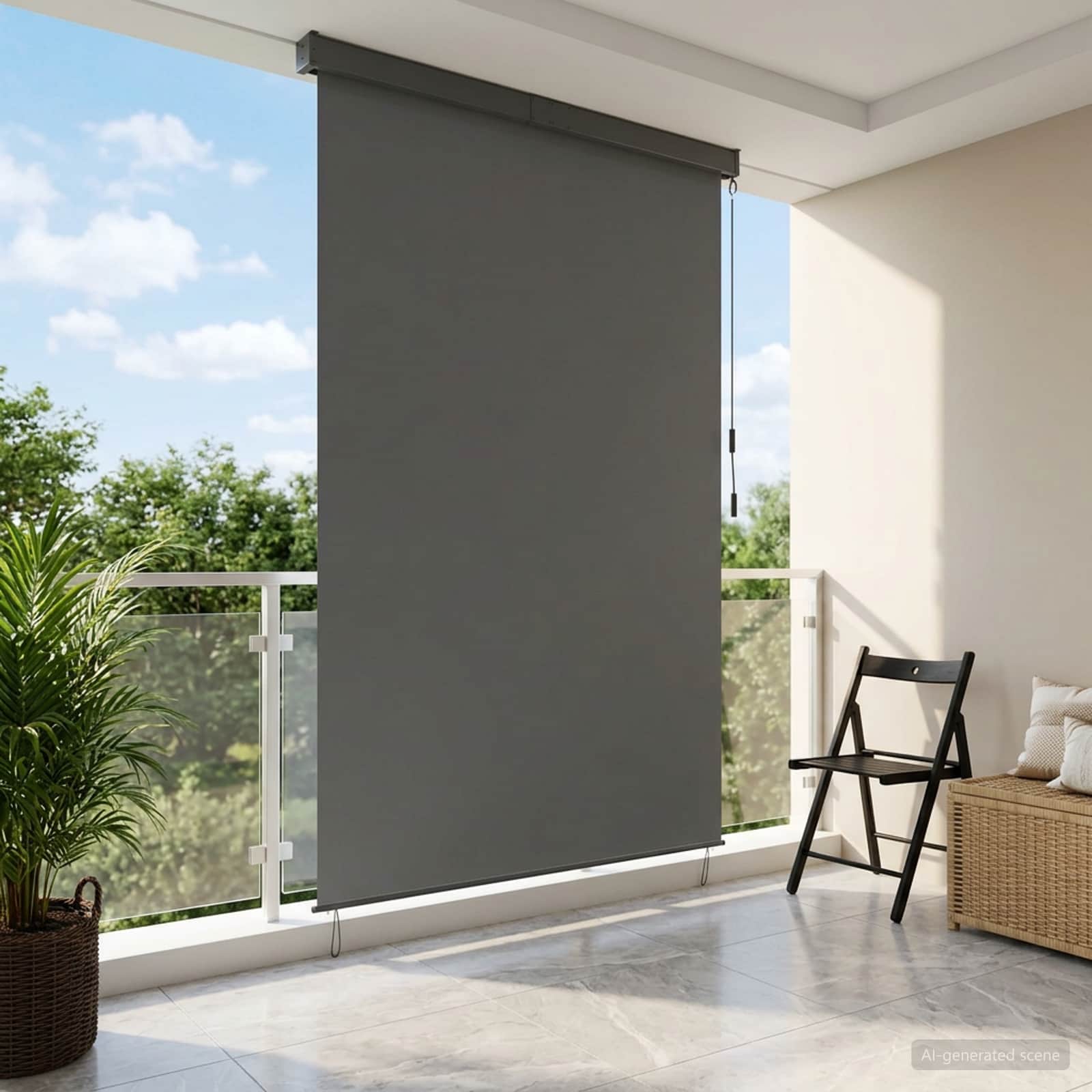 Roletas Šviesiai pilka 120 x 250 cm Audinys ir aliuminis