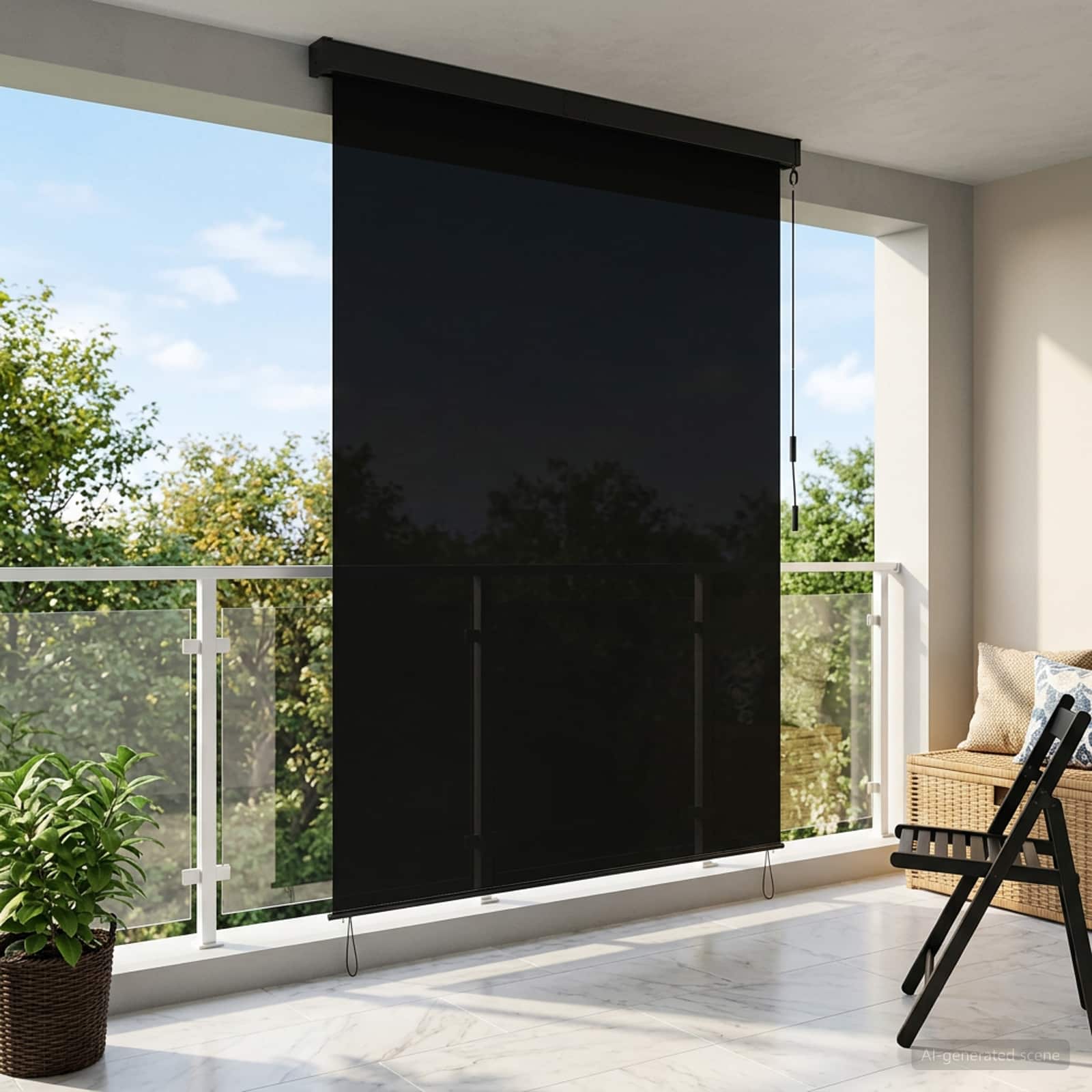 Roletas Juoda 140 x 250 cm Audinys ir aliuminis