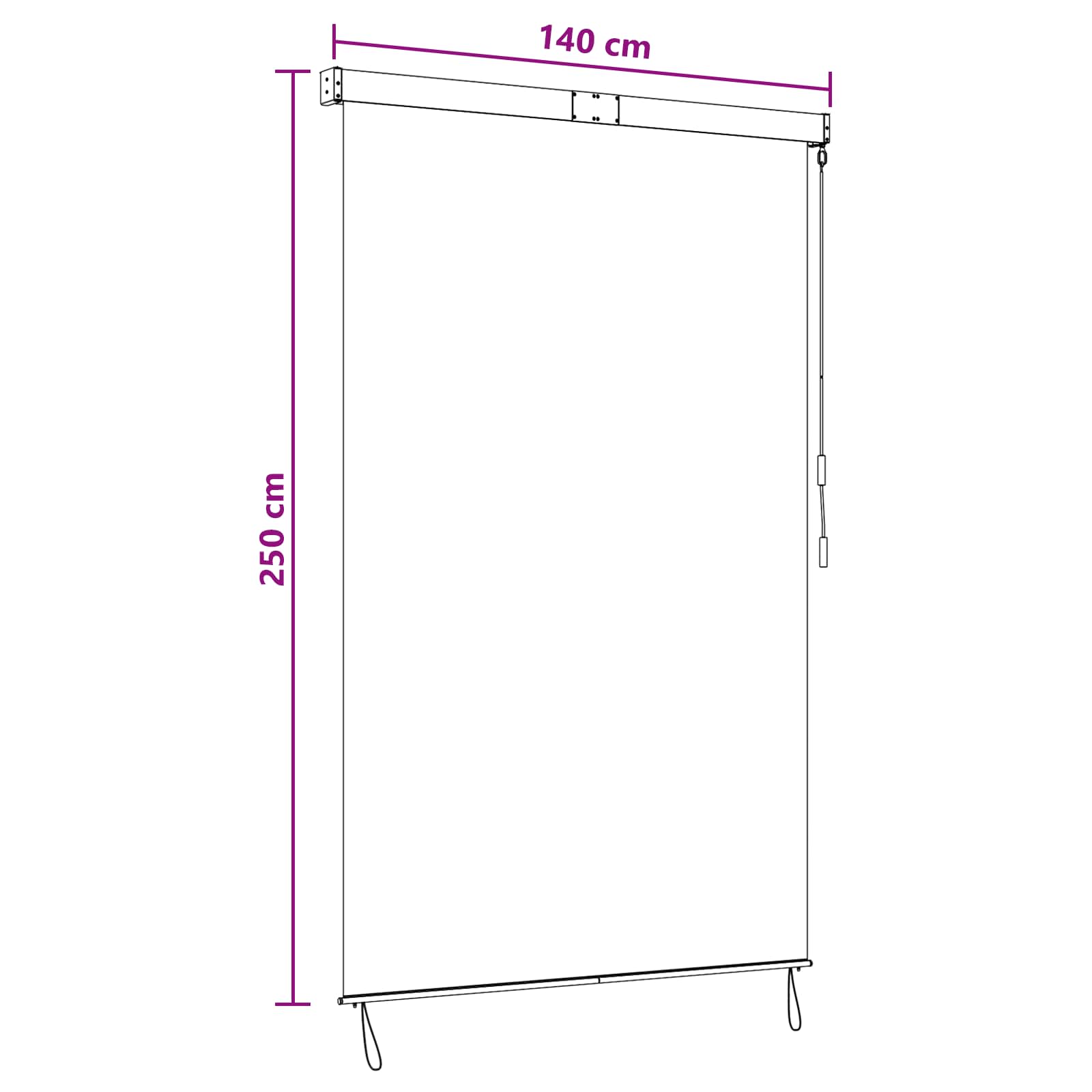 Roletas Juoda 140 x 250 cm Audinys ir aliuminis
