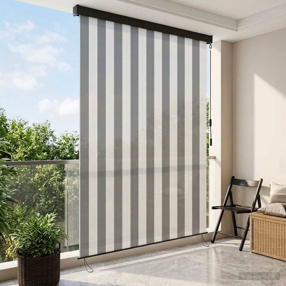 Roletas Antracito ir baltos 140 x 250 cm Audinys ir aliuminis