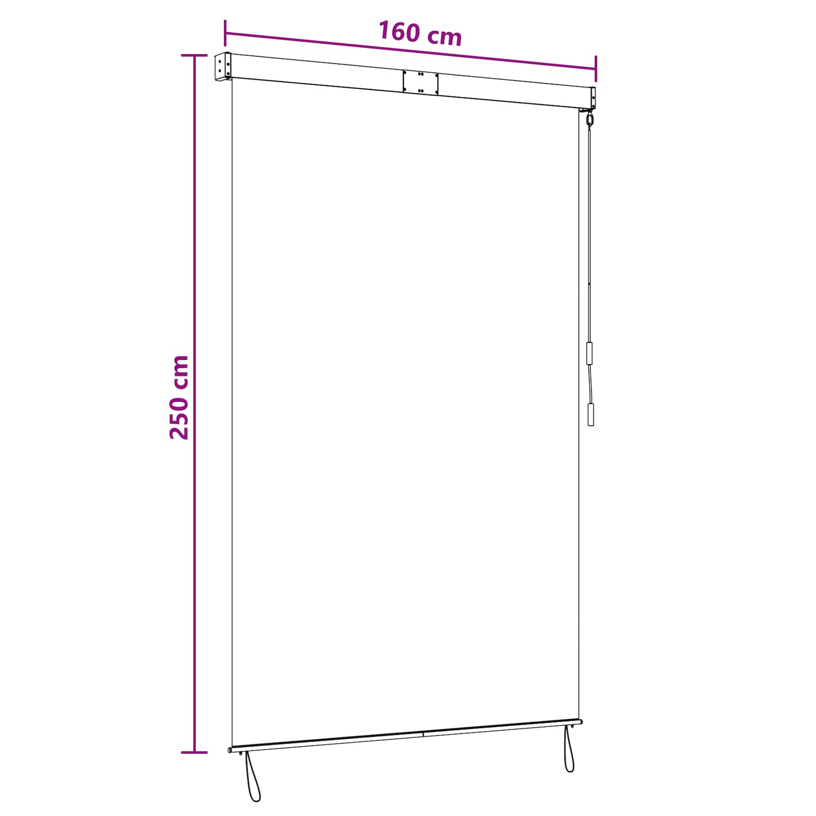 Roletas Šviesiai pilka 160 x 250 cm Audinys ir aliuminis