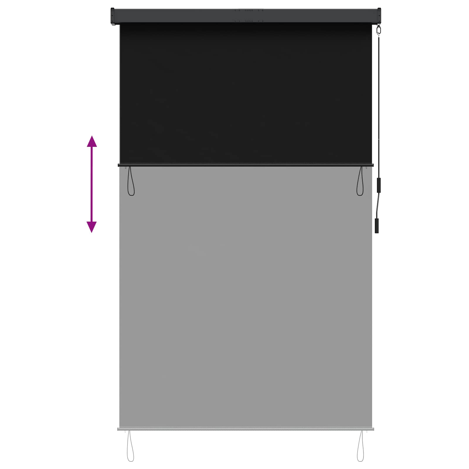 Roletas Juoda 180 x 250 cm Audinys ir aliuminis