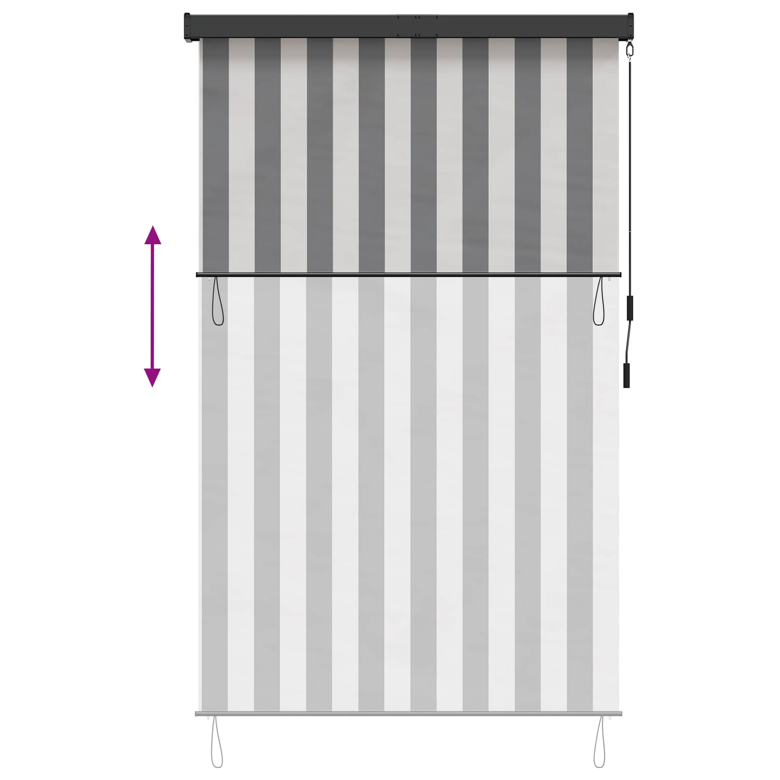 Roletas Antracito ir baltos 180 x 250 cm Audinys ir aliuminis