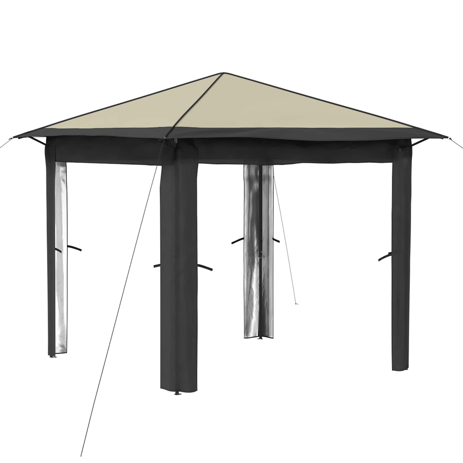 Paviljonas be šoninės sienos 2,6 x 2,6 m Kremo ir antracito
