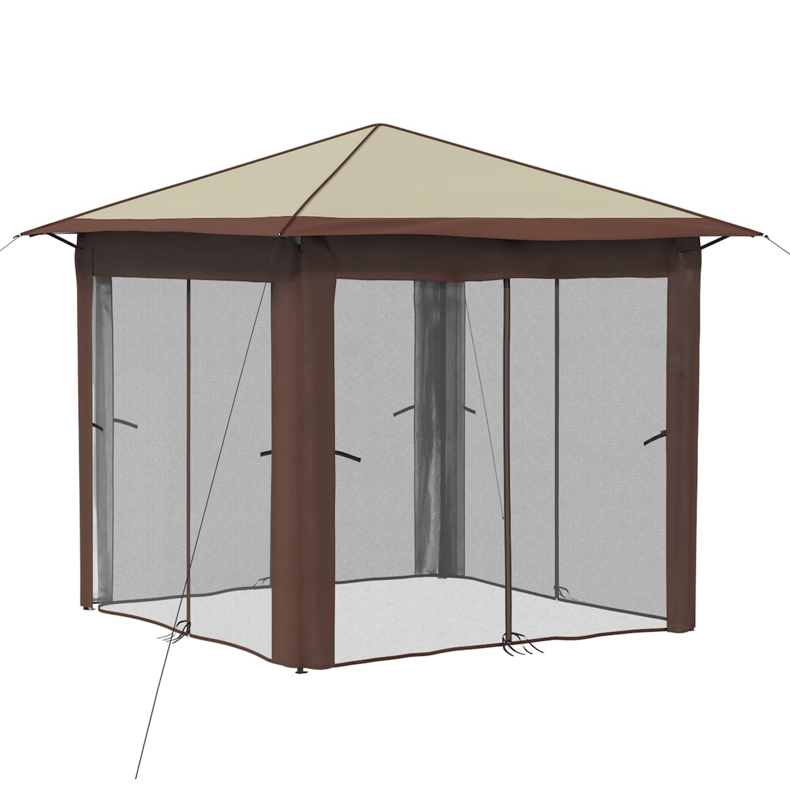 Paviljonas su 4 šoninėmis sienomis 2,6 x 2,6 m Kremas ir rudas