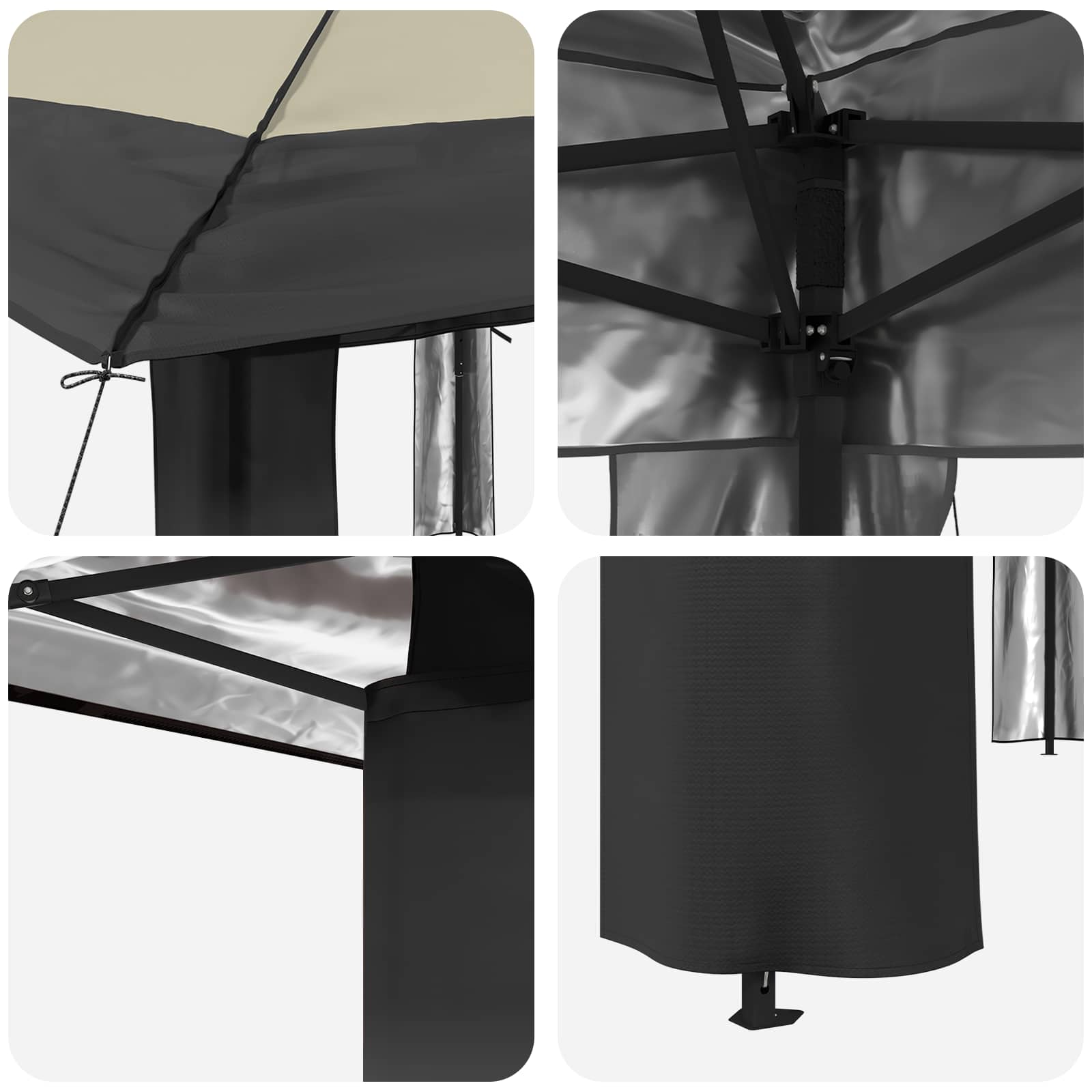 Gazebo be šoninės sienos 4 x 4 m Kremo ir antracito