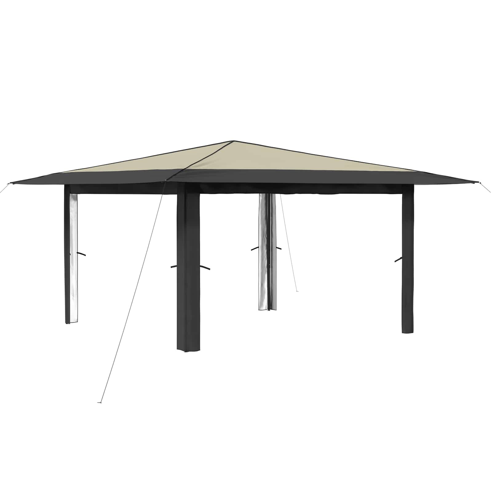 Gazebo be šoninės sienos 4 x 4 m Kremo ir antracito