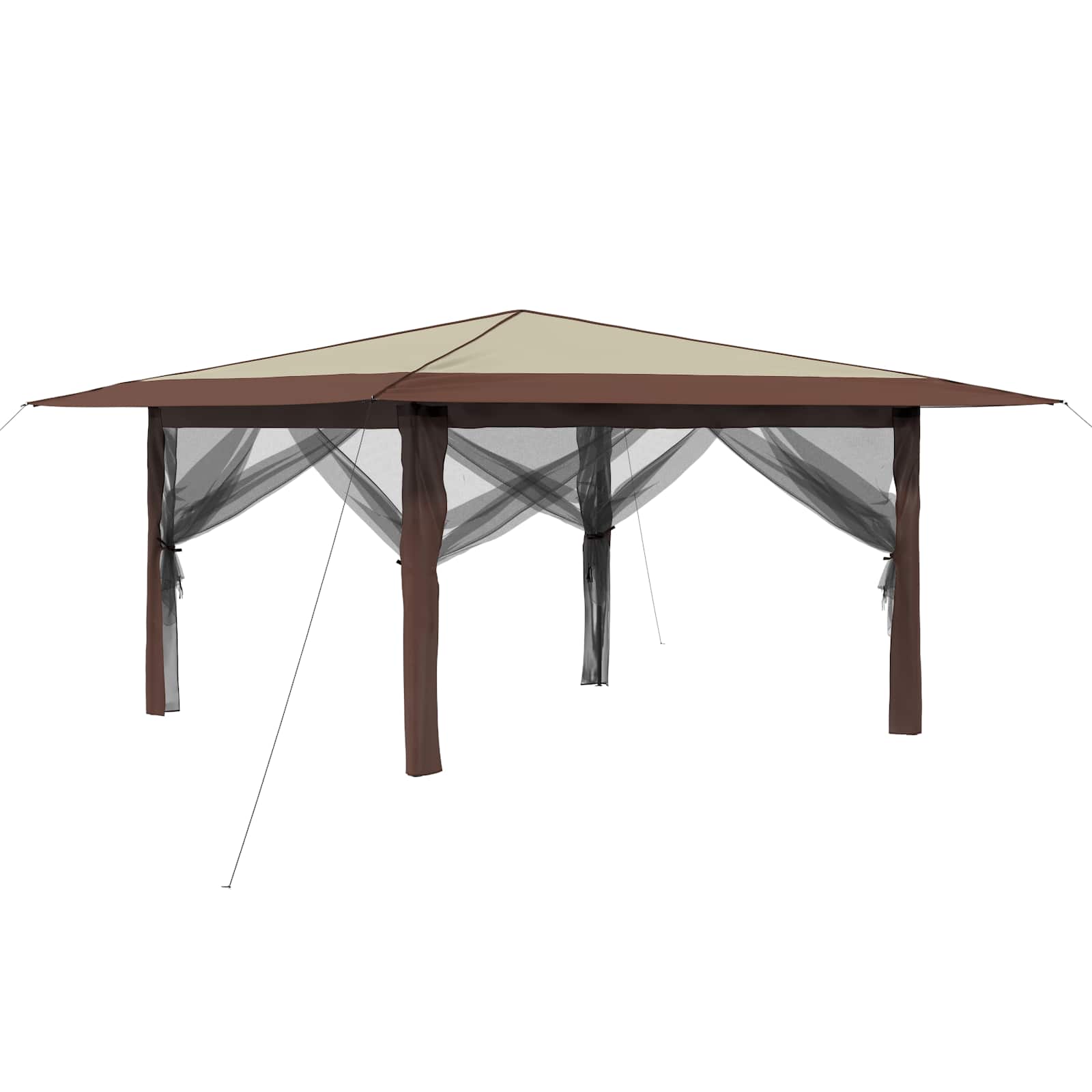 Gazebo su 4 šoninėmis sienomis 4 x 4 m Kremas ir rudas