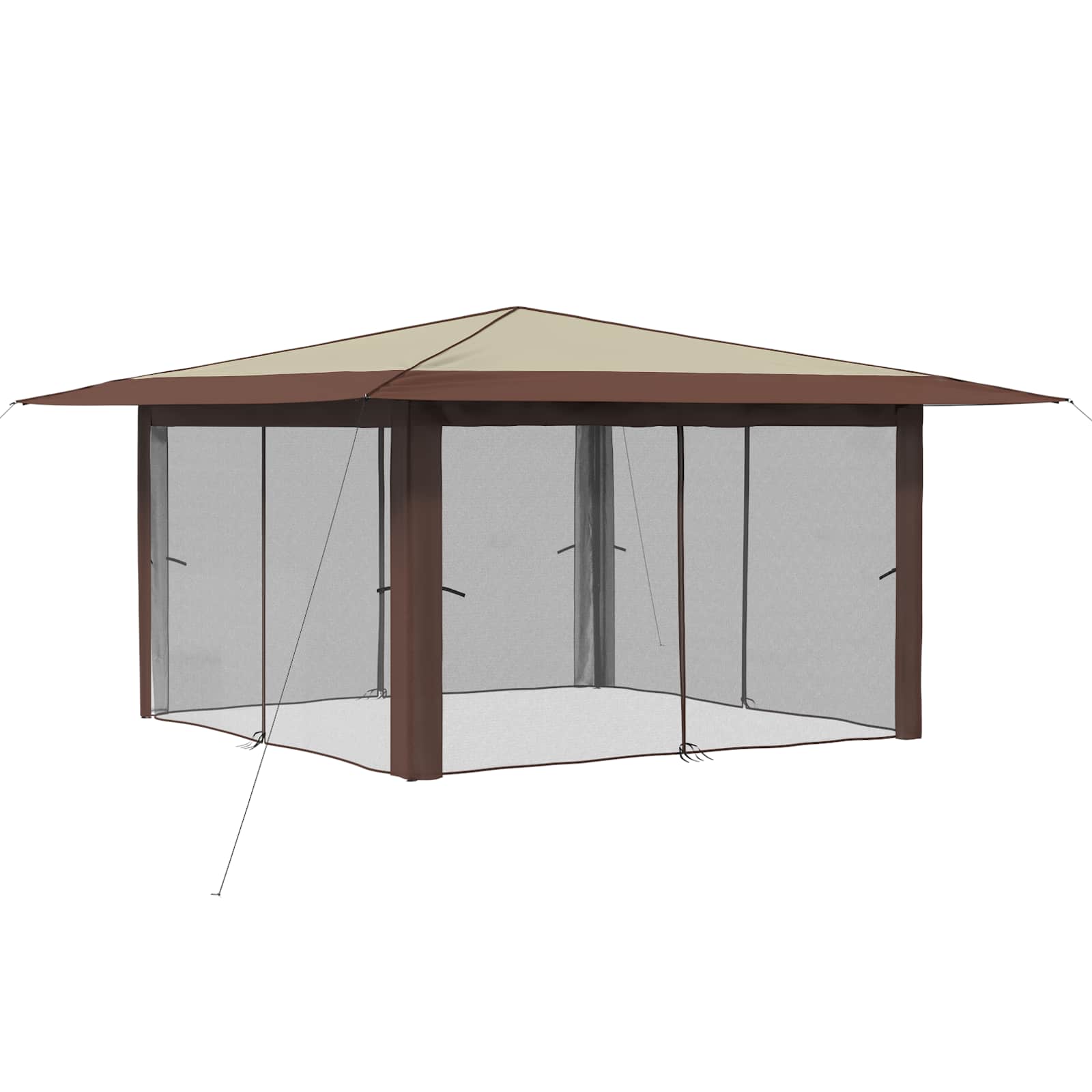 Gazebo su 4 šoninėmis sienomis 4 x 4 m Kremas ir rudas