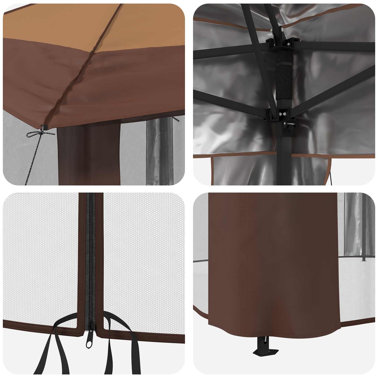 Gazebo su 4 šoninėmis sienomis 4 x 4 m Bežinis ir Rudas