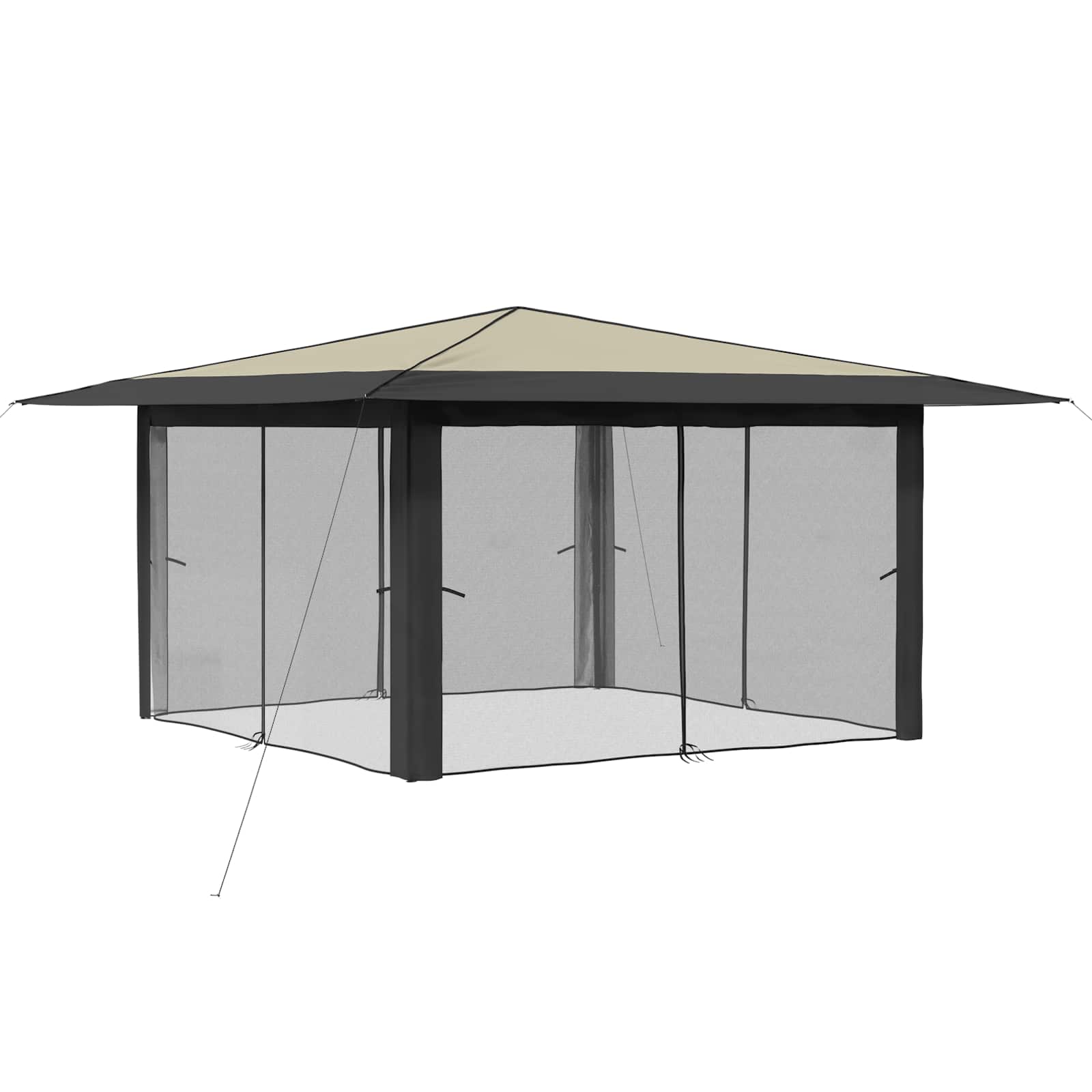 Gazebo su 4 šoninėmis sienomis 4 x 4 m Kremo ir antracito