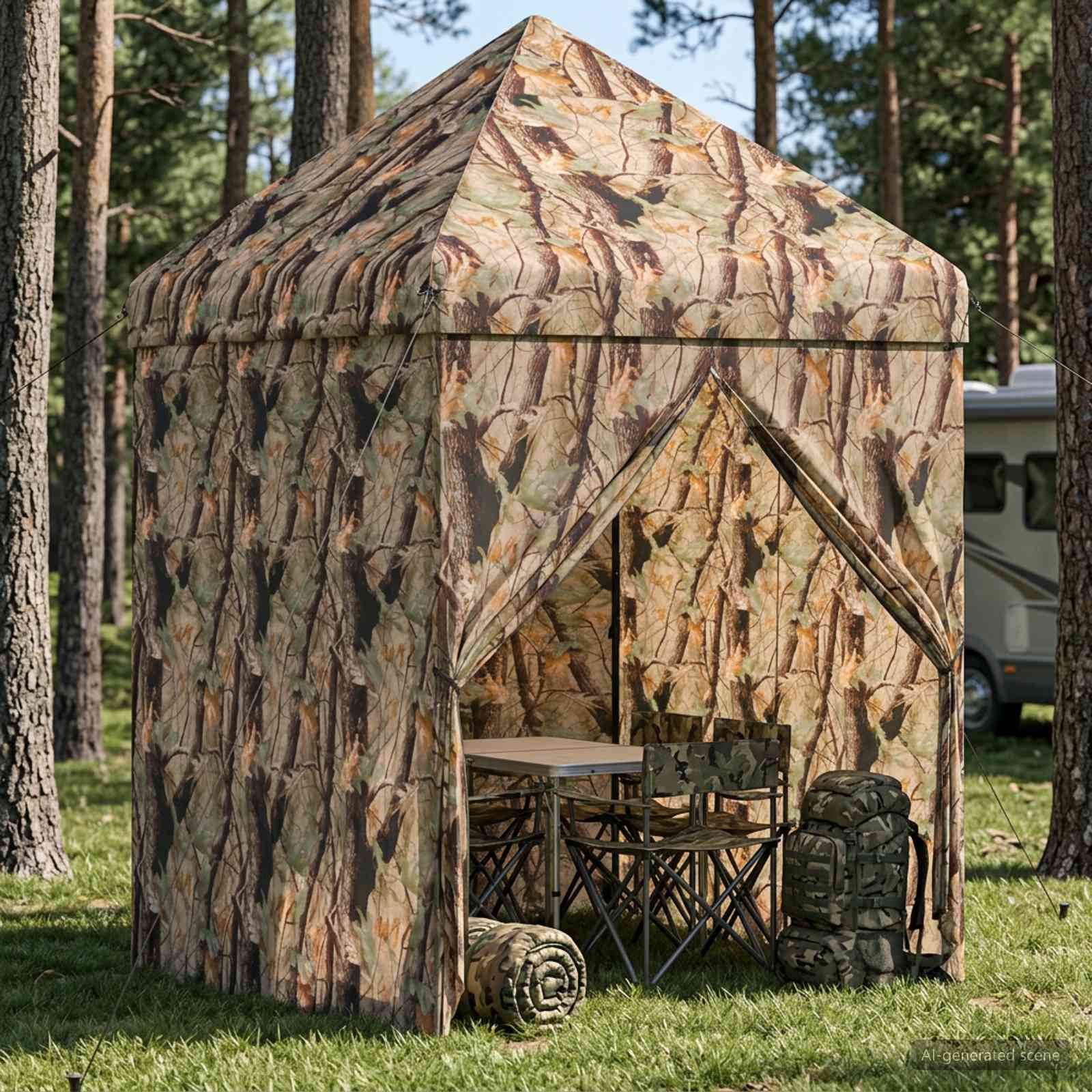 Pop-up Gazebo su 4 Šoninėmis Sienelėmis 3 x 3 m Miško maskuotė