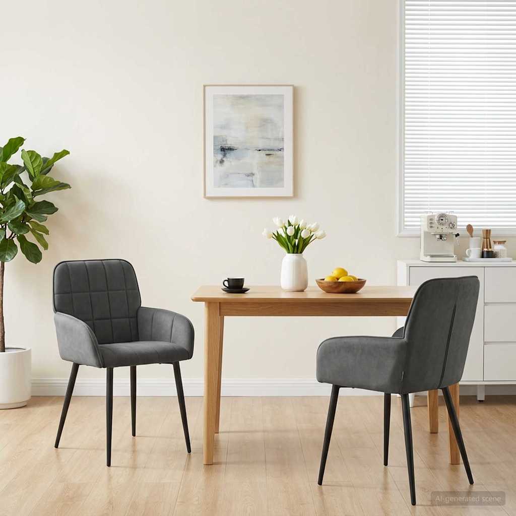 Valgomojo kėdės 2 pcs Aksomas Tamsiai pilka 56,5 x 50 x 86 cm