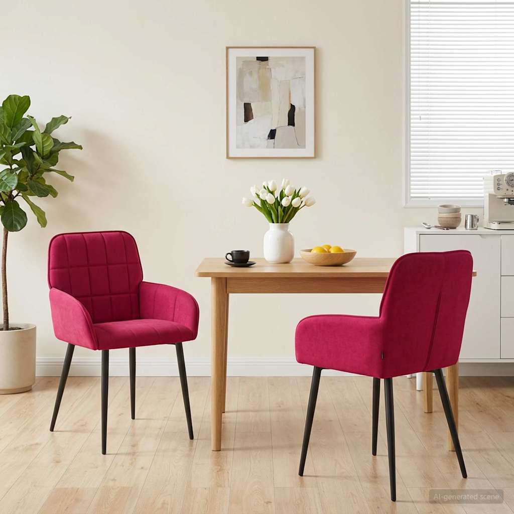 Valgomojo kėdės 2 pcs Aksomas Vyno raudona 56,5 x 50 x 86 cm