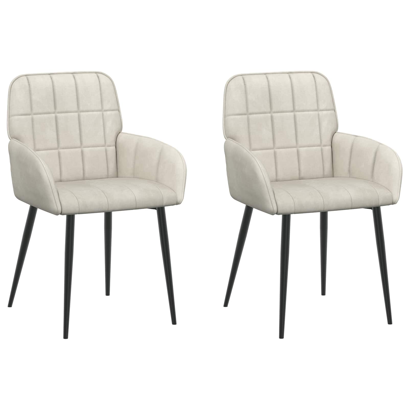 Valgomojo kėdės 2 pcs Aksomas Kreminė 56,5 x 50 x 86 cm