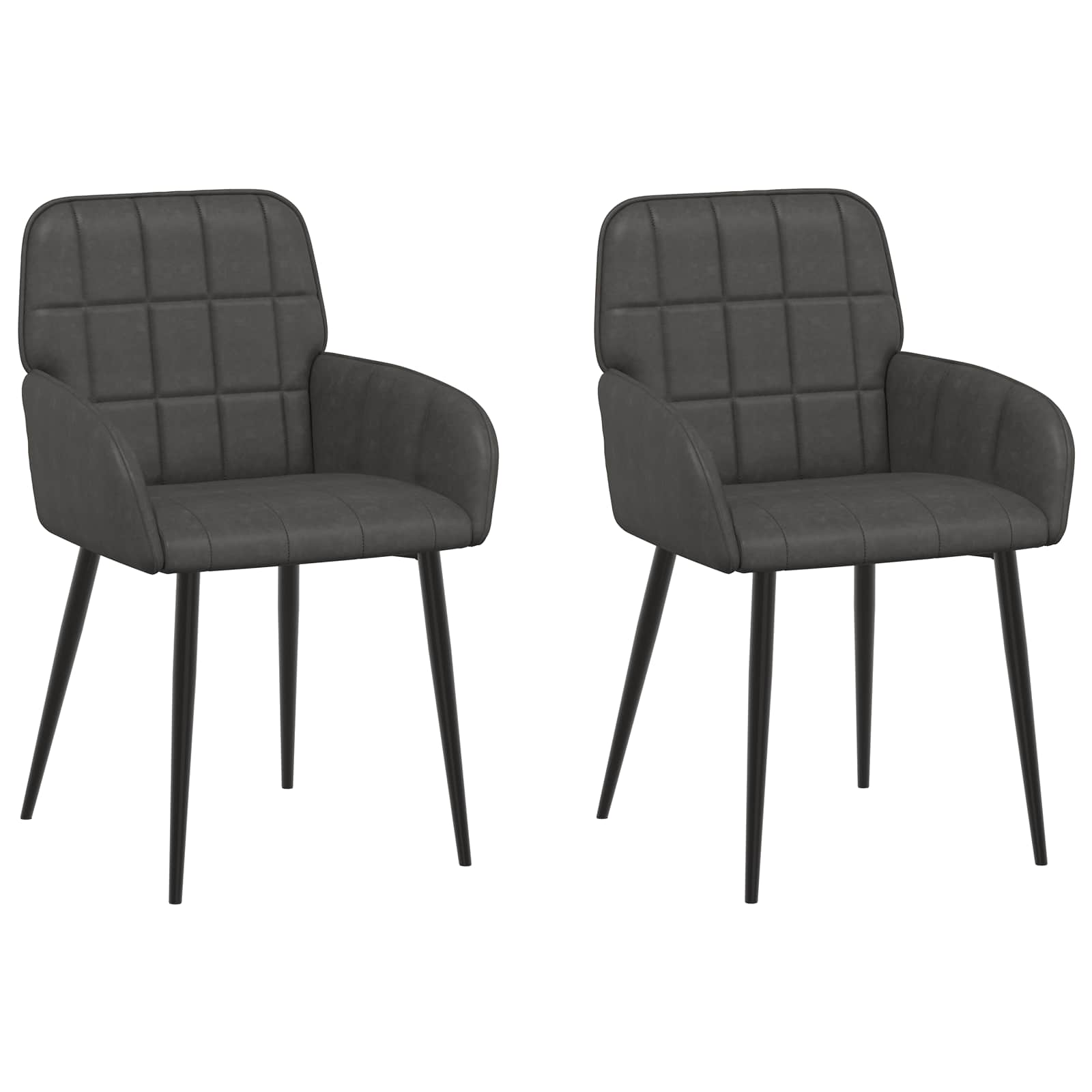 Valgomojo kėdės 2 pcs Dirbtinė oda Juoda 56,5 x 50 x 86 cm