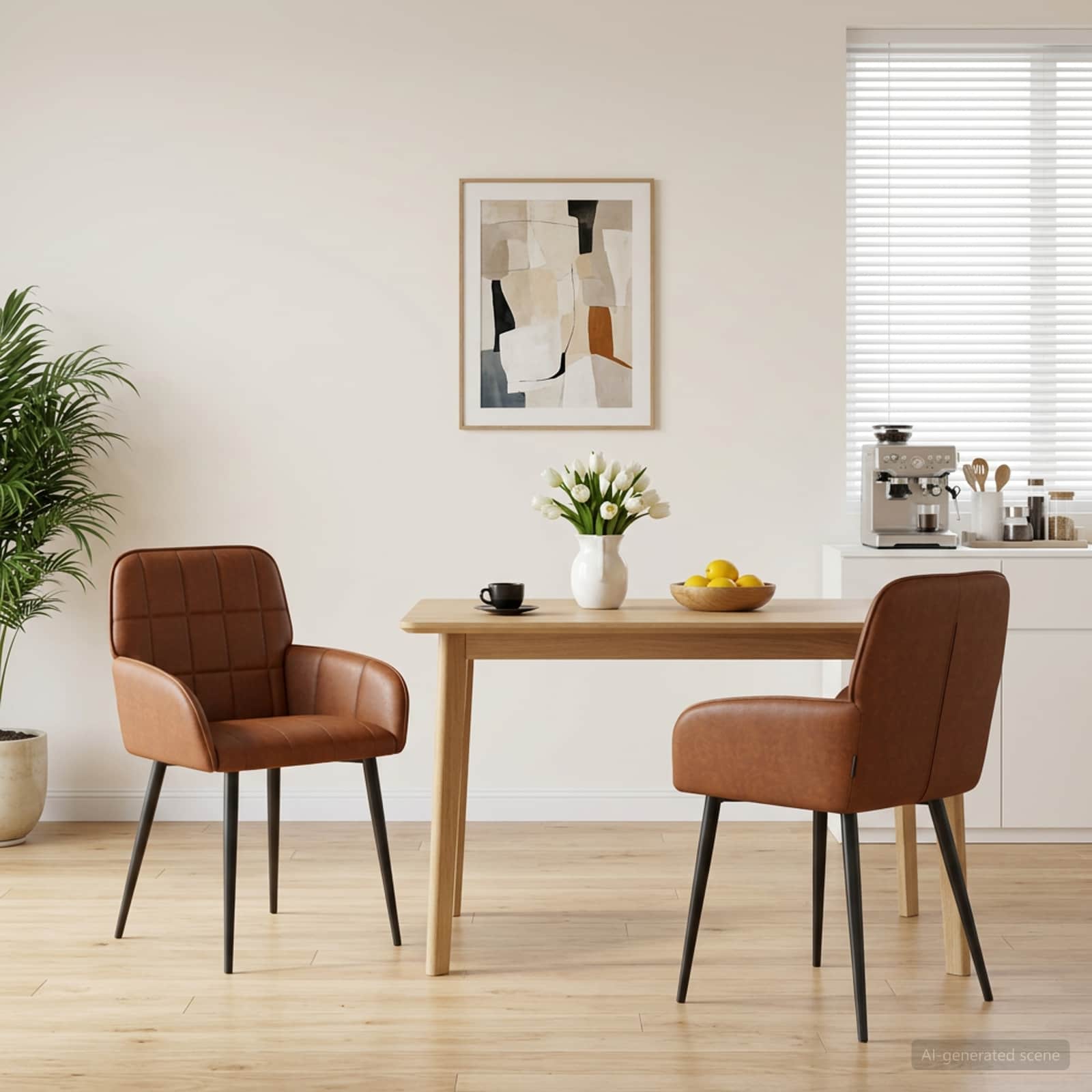Valgomojo kėdės 2 pcs Dirbtinė oda Ruda 57 x 50 x 85 cm