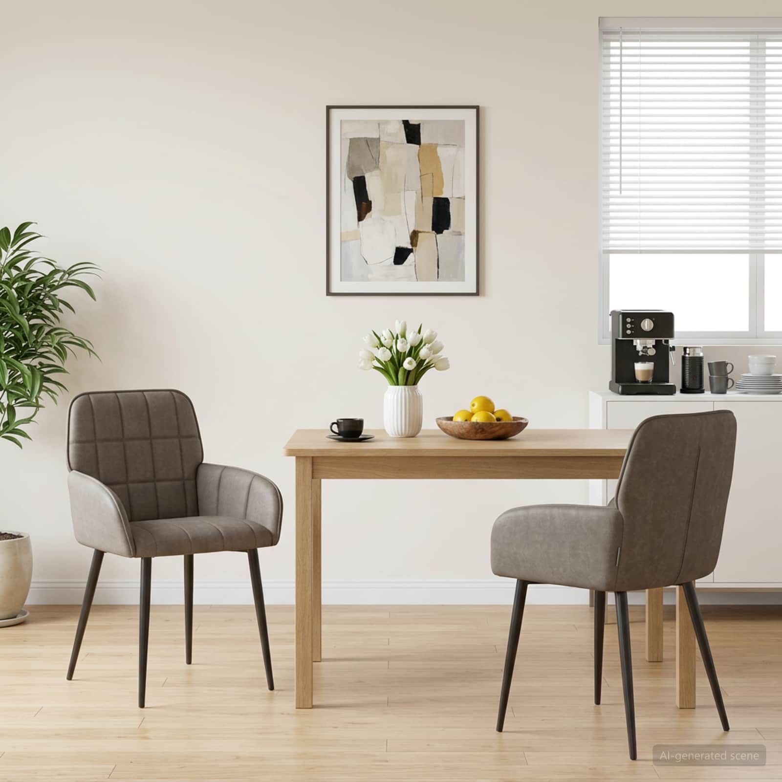 Valgomojo kėdės 2 pcs Dirbtinė oda Pilka 57 x 50 x 85 cm
