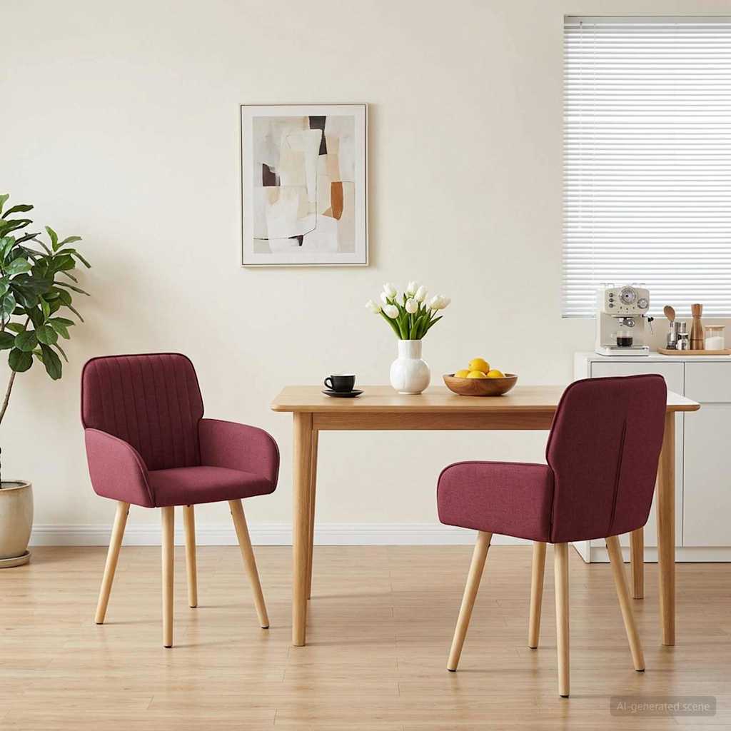 Valgomojo kėdės 2 pcs Audinys Vyno raudona 56,5 x 50 x 87,5 cm